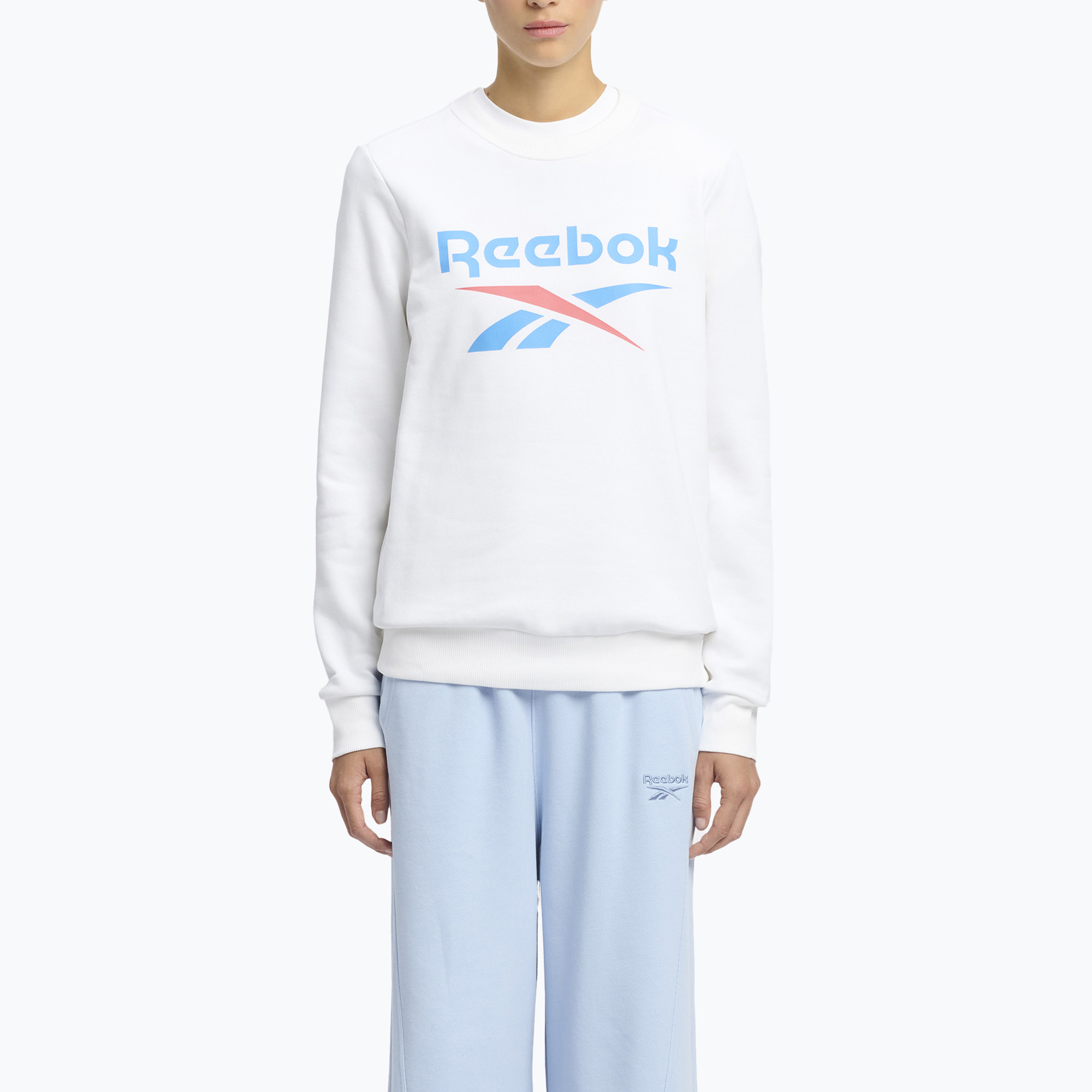 Bluza damska Reebok Identity Big Logo Fleece Crew white/coral/blue 