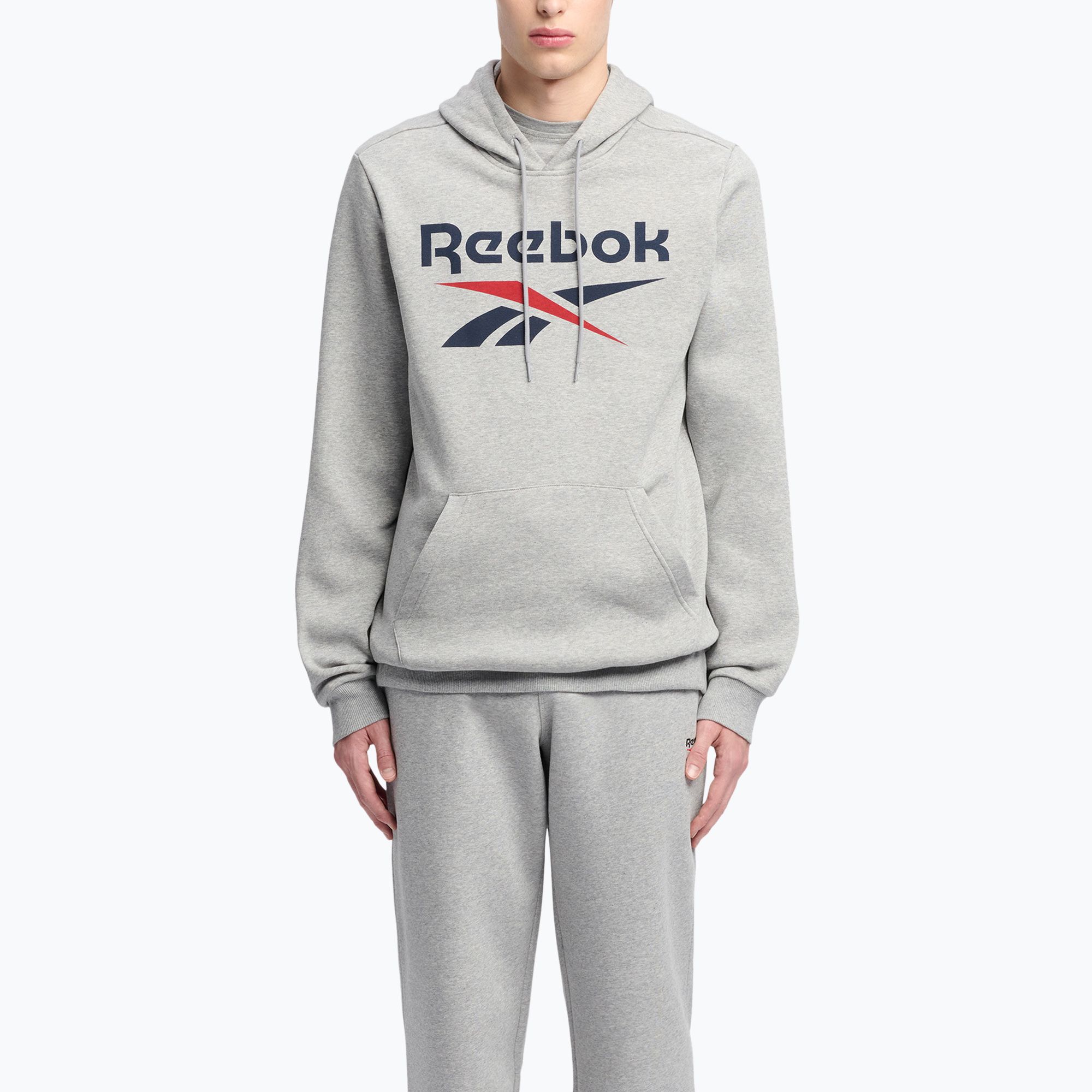 Bluza męska Reebok Identity Big Logo Fleece Hoodie medium grey heater/vector navy/vector red