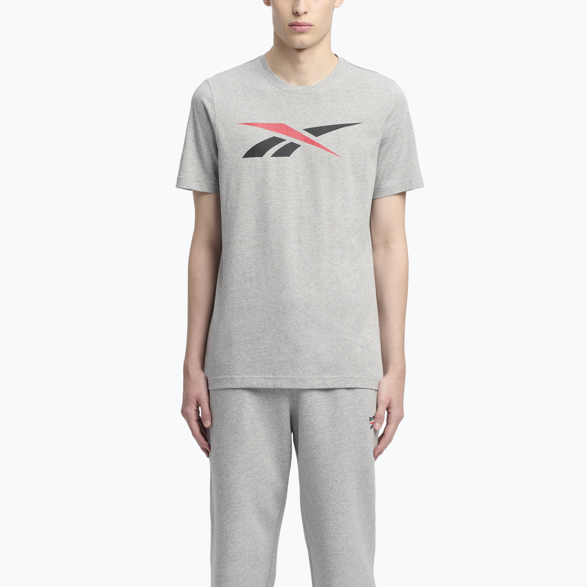 Мъжка тениска Reebok Gs Vector Tee medium grey heather/vector red