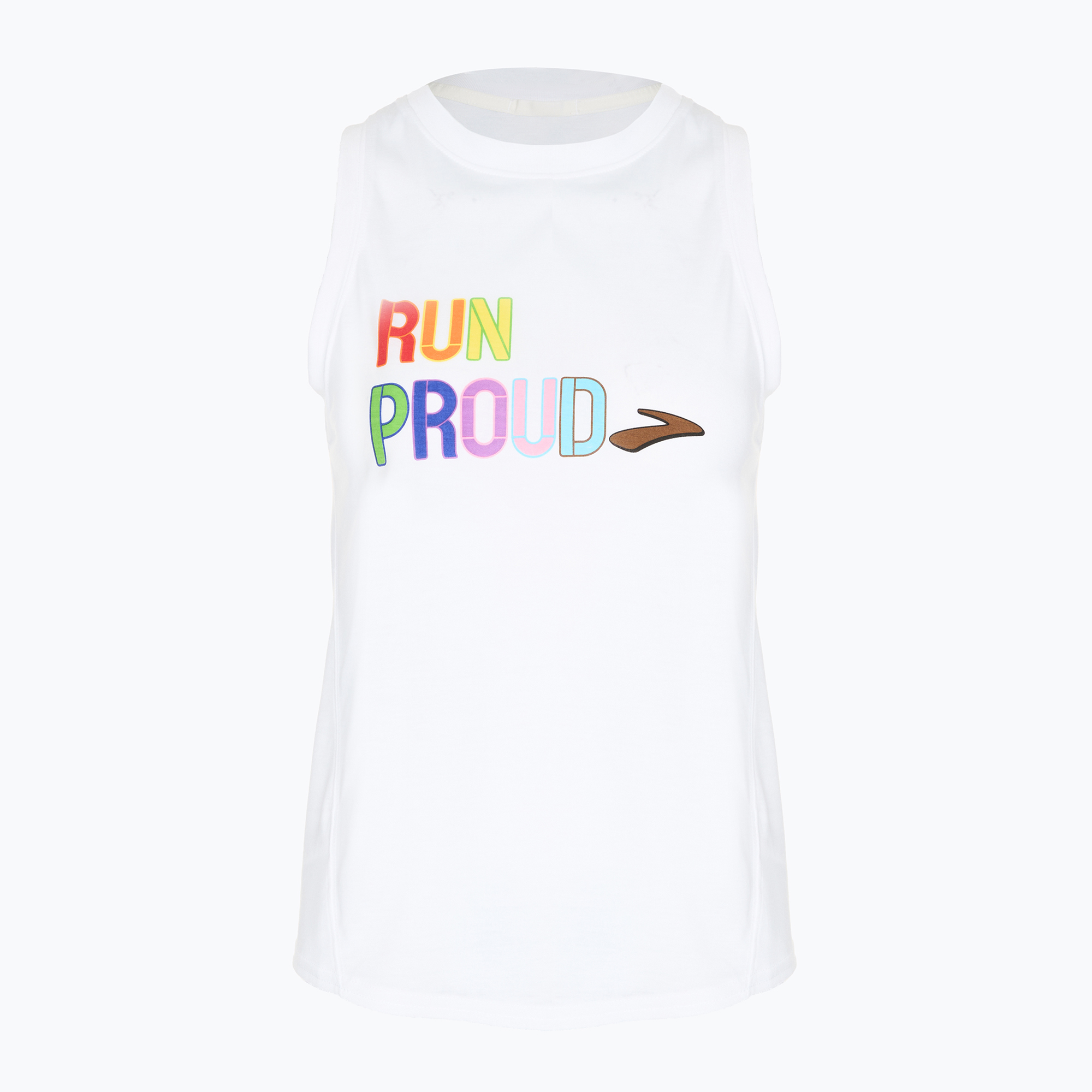 Дамска тениска за бягане Brooks Distance Graphic Tank white/rainbow/brow