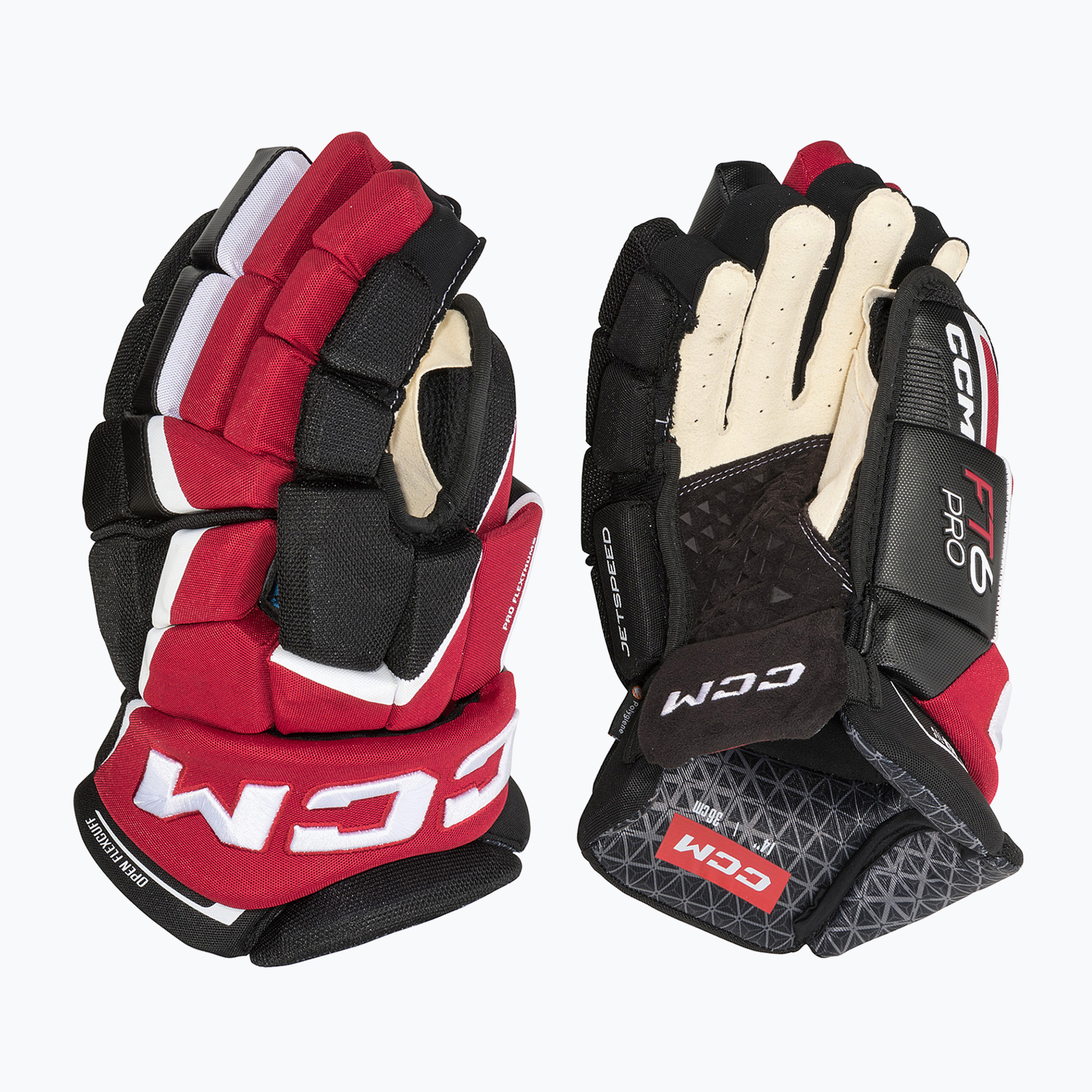 CCM JetSpeed FT6 Pro SR hockey gloves black/red/white (14'')