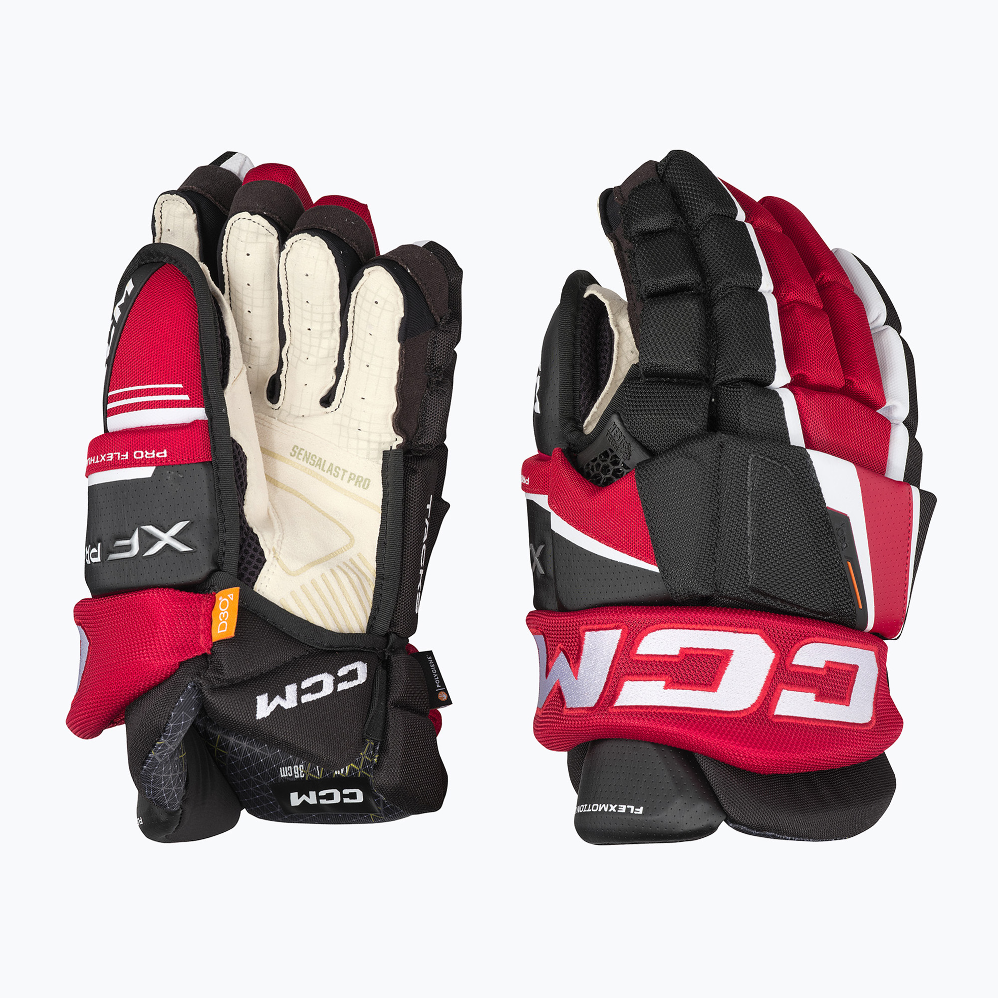Guanti da hockey CCM Tacks XF Pro SR nero/rosso/bianco