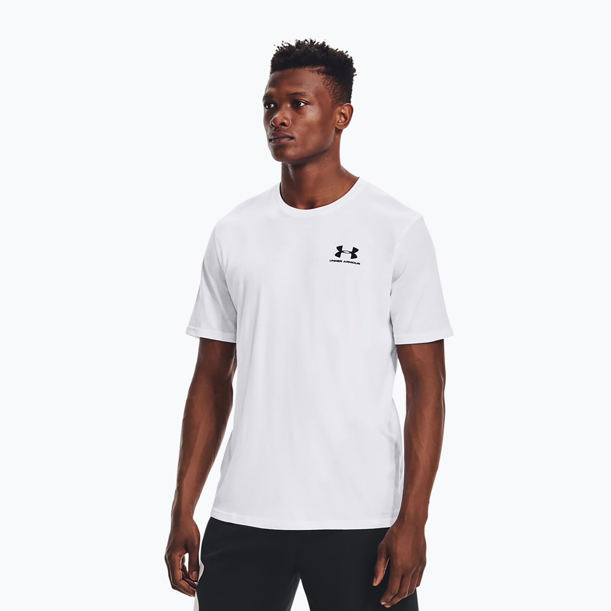 Maglietta Under Armour Sportstyle Left Chest SS da uomo bianco/nero (XL) (Sportstyle Left Chest 1326799-100)
