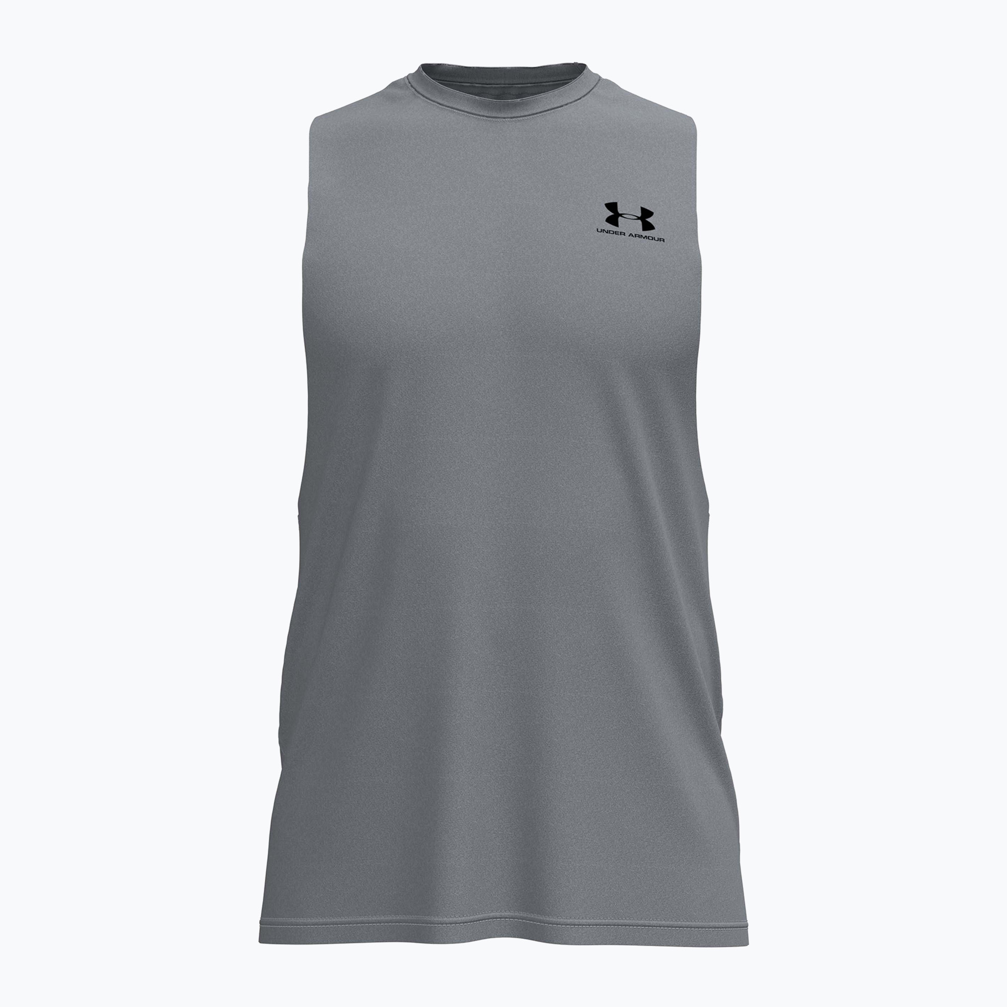 Мъжка тренировъчна тениска Under Armour Left Chest Cut Off Tank steel light heather/black