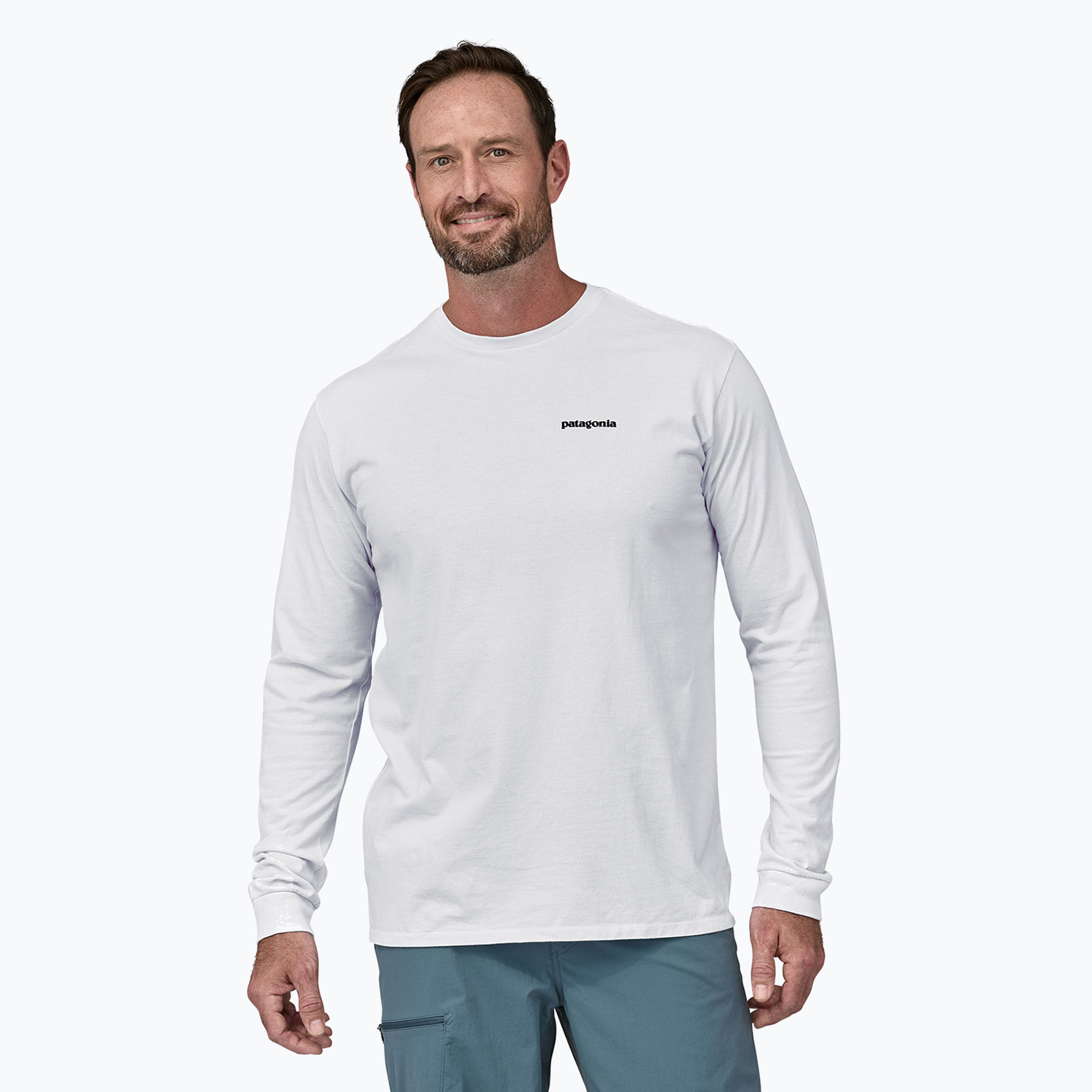 Longsleeve męski Patagonia P-6 Logo Responsibili white 