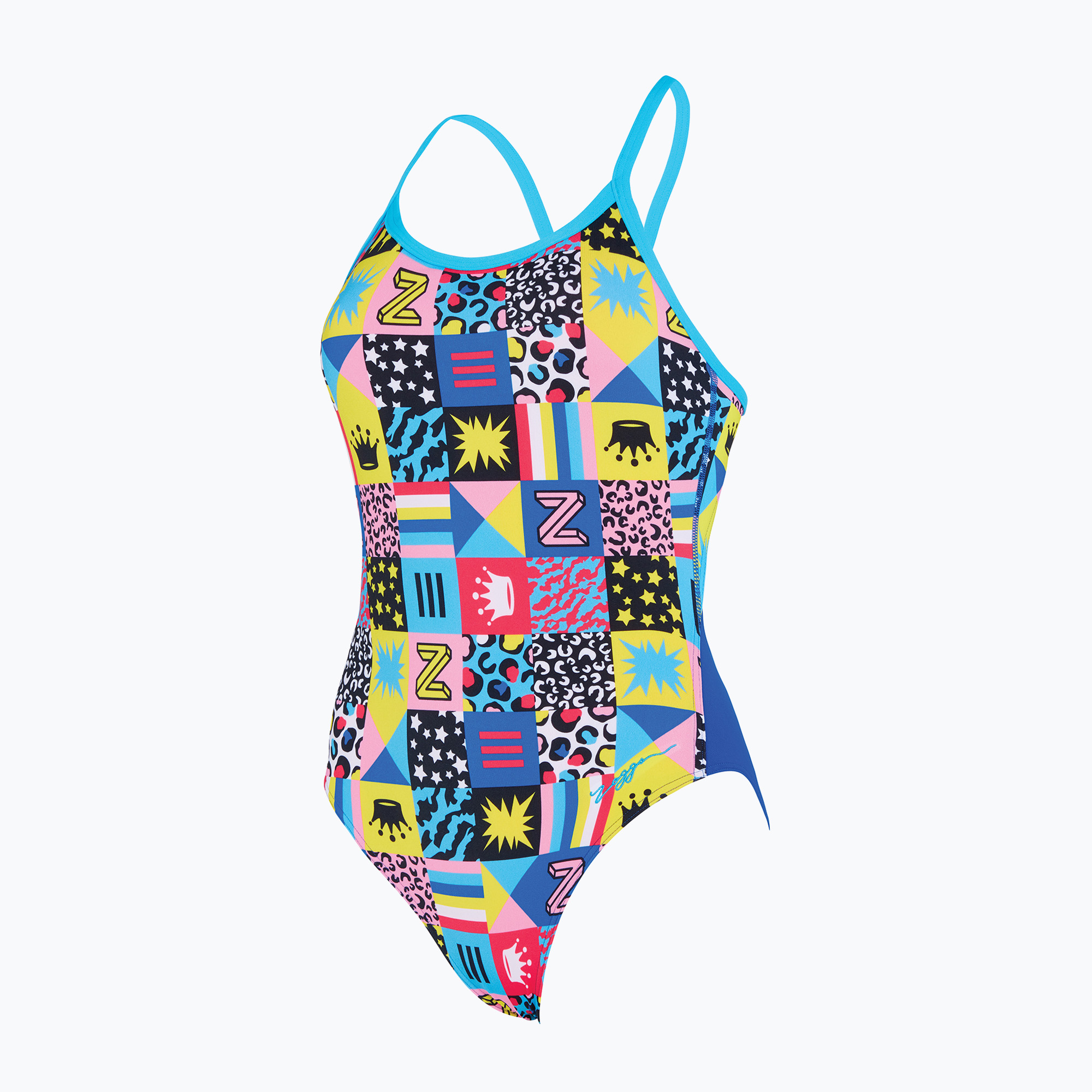 Women's one-piece swimsuit Zoggs Scatter Trick Sky Back scatter trick print (38 DE)