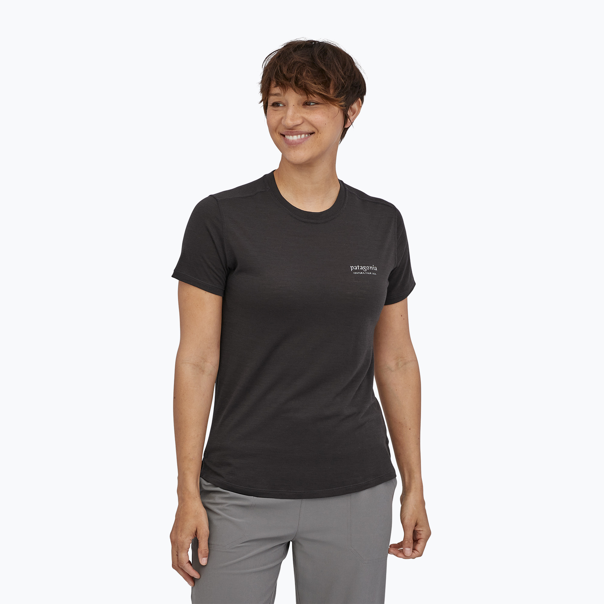Dámske tričko Patagonia Cap Cool Merino Blend Graphic Shirt heritage header/black (Cap Cool Merino Blend Graphic Shirt 44595)