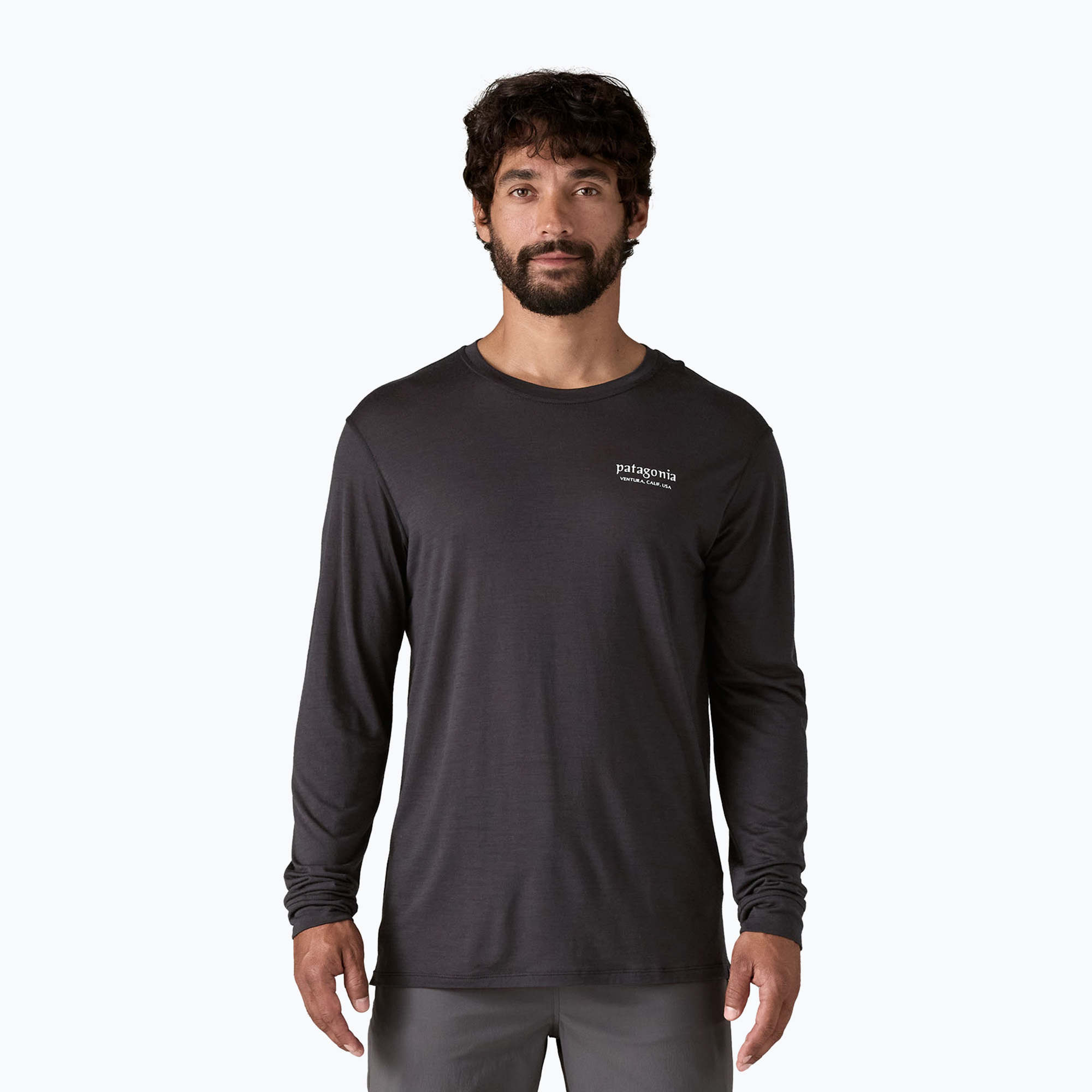 Pánske tričko Patagonia Cap Cool Merino Blend Longsleeve Graphic heritage header/black (Cap Cool Merino Blend Graphic 44585)