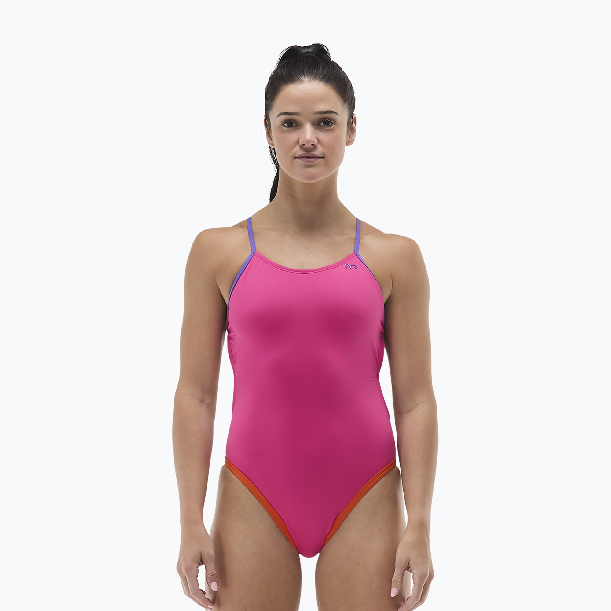 Дамски цял костюм за плуване Tyr Multistrap Cutoutfit Durafast Elite pink/multi