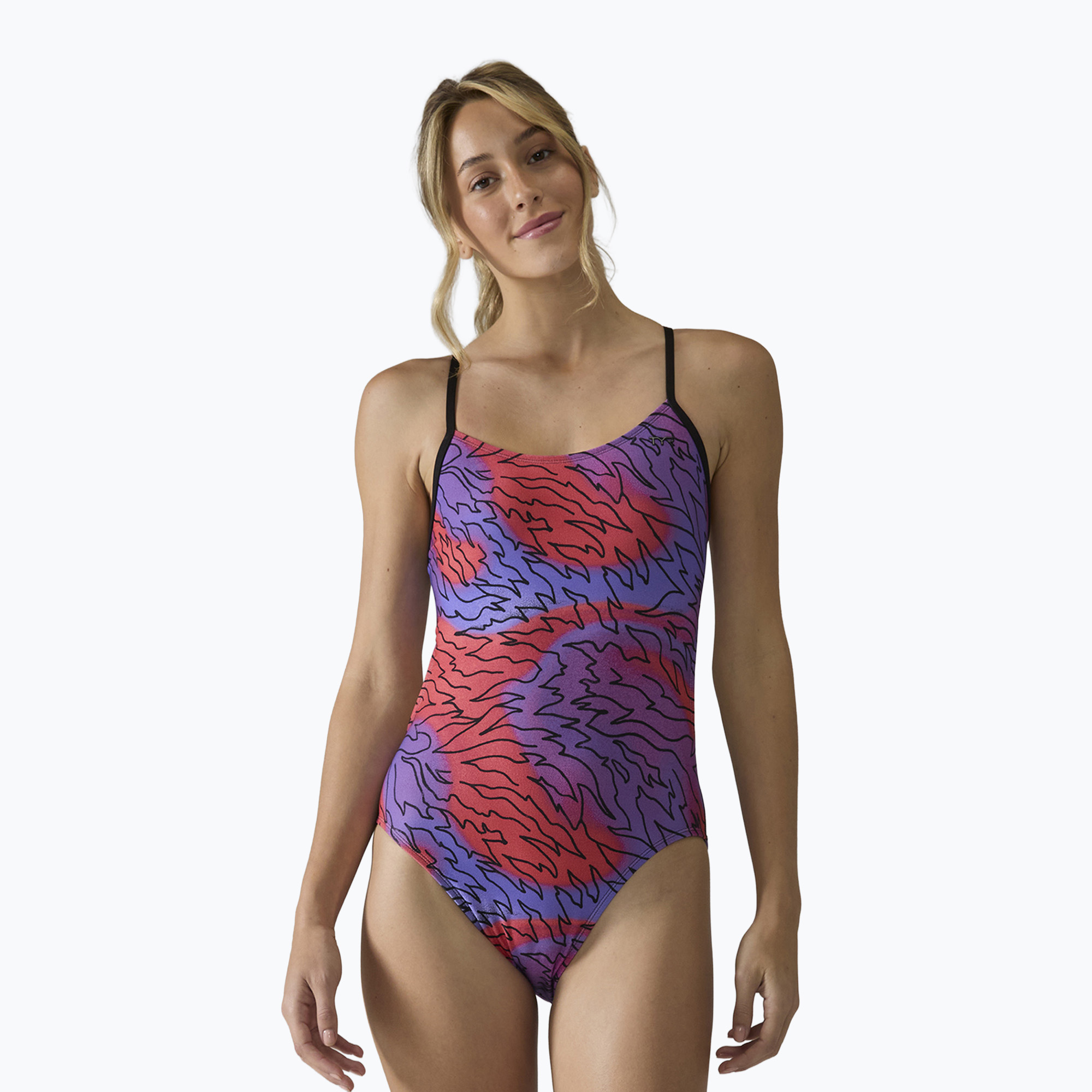 Дамски цял костюм за плуване Tyr Cutoutfit Hodori orange/purple
