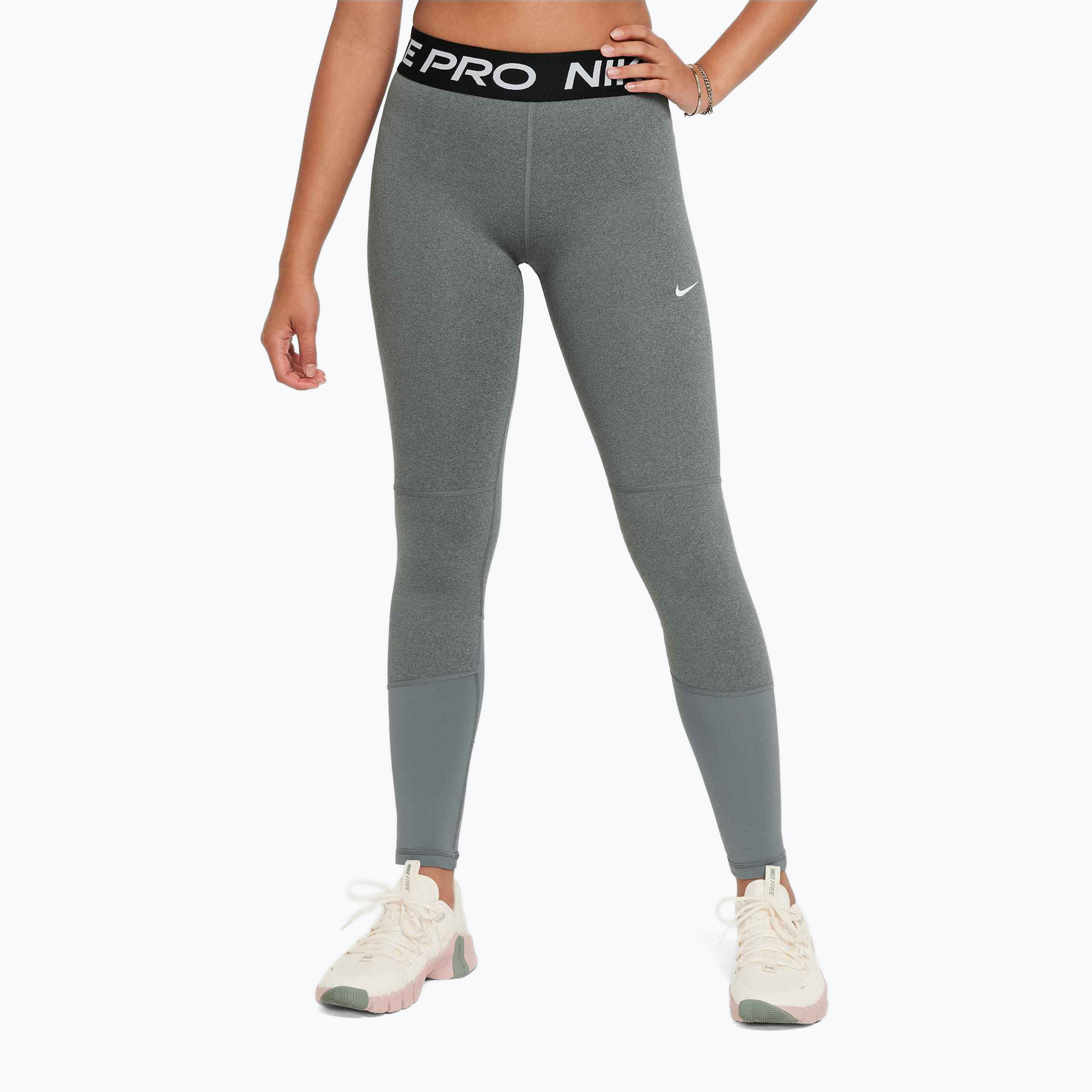 Legginsy dziecięce Nike Pro Dri-FIT carbon heather/white 