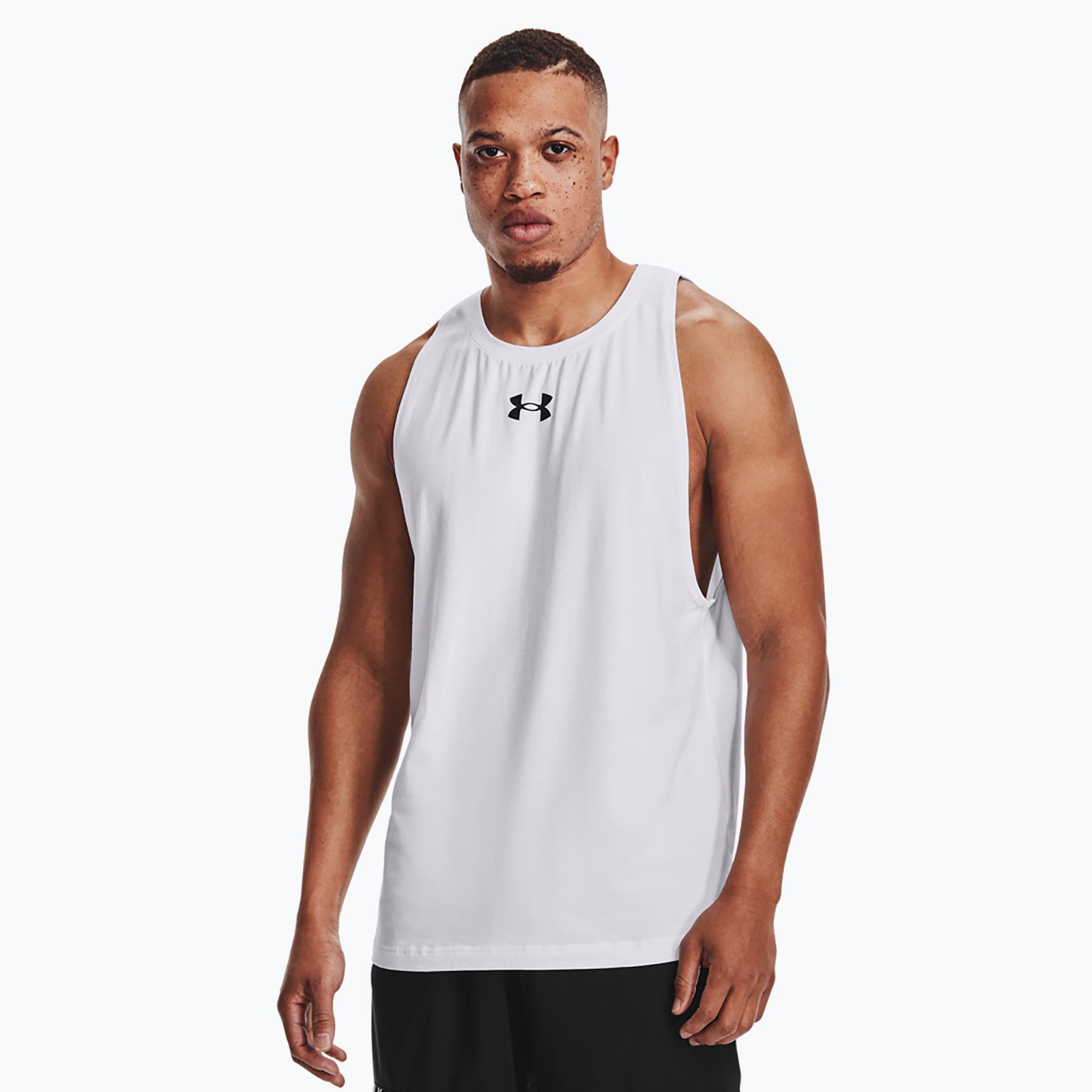Pánsky basketbalový dres Under Armour Baseline Cotton Tank 1 bielo-čierny UAR-1361911-1 (Baseline Cotton Tank 1361901-100)