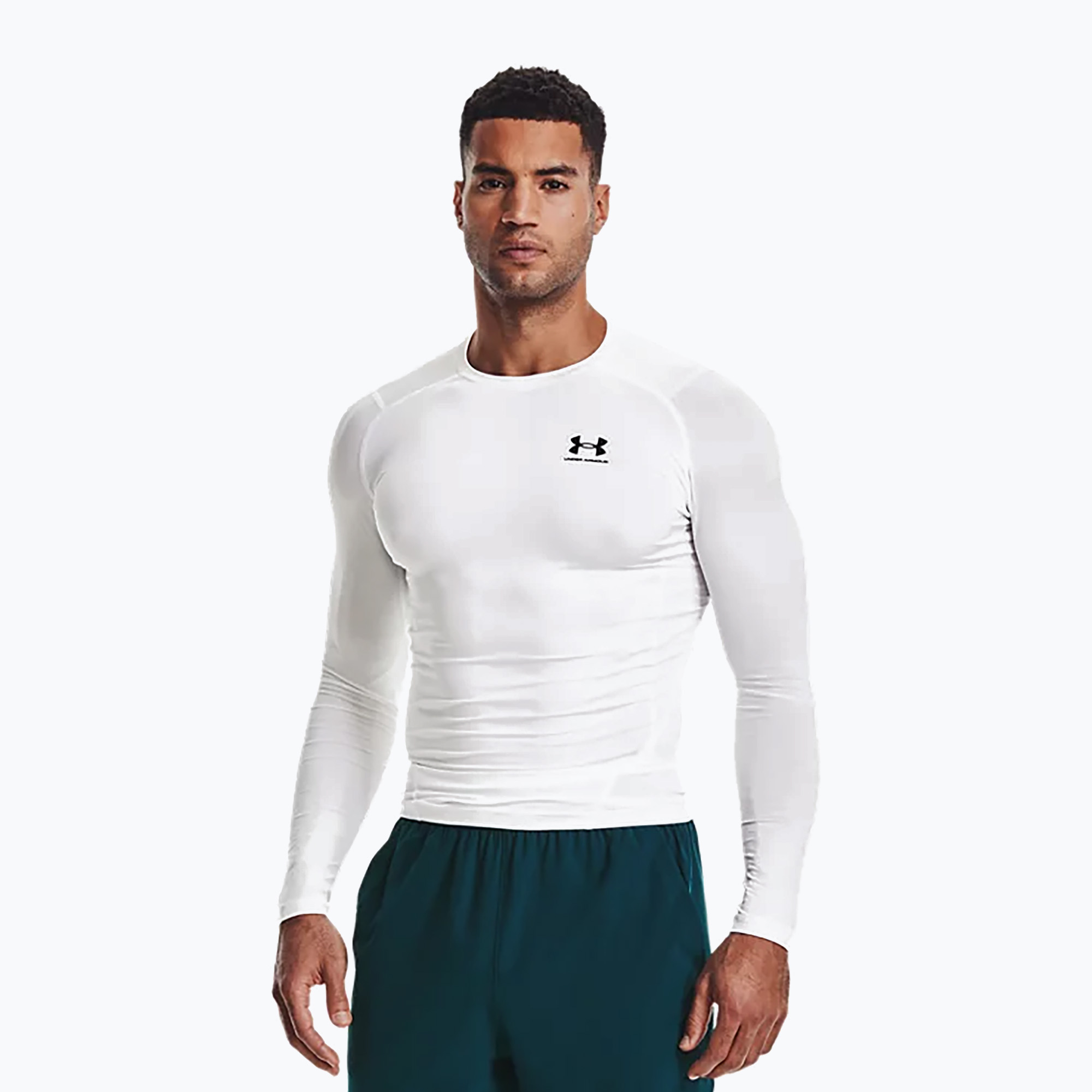 Longsleeve treningowy męski Under Armour HG Armour Comp white/black 