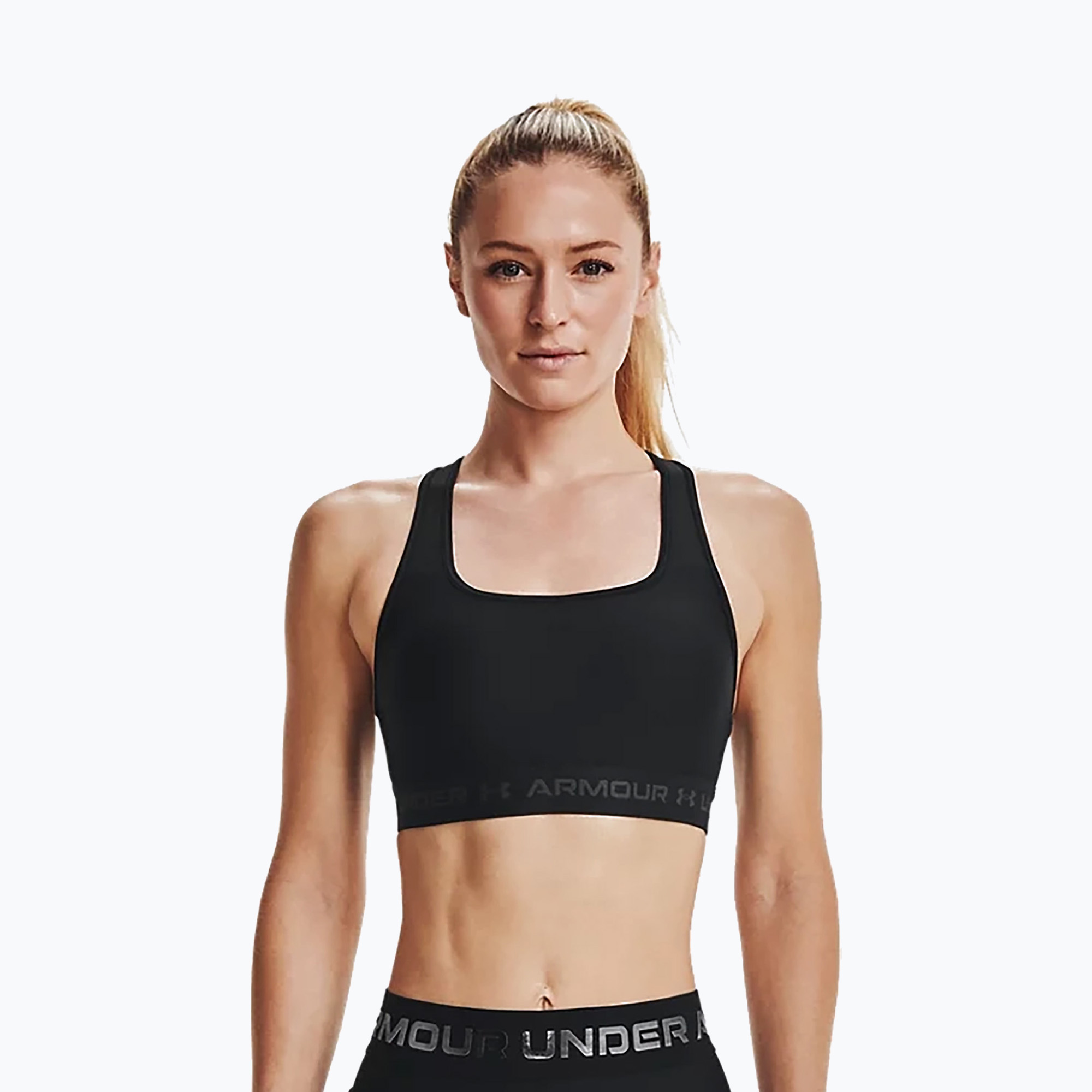 Biustonosz treningowy Under Armour Crossback Mid black/black/jet gray 