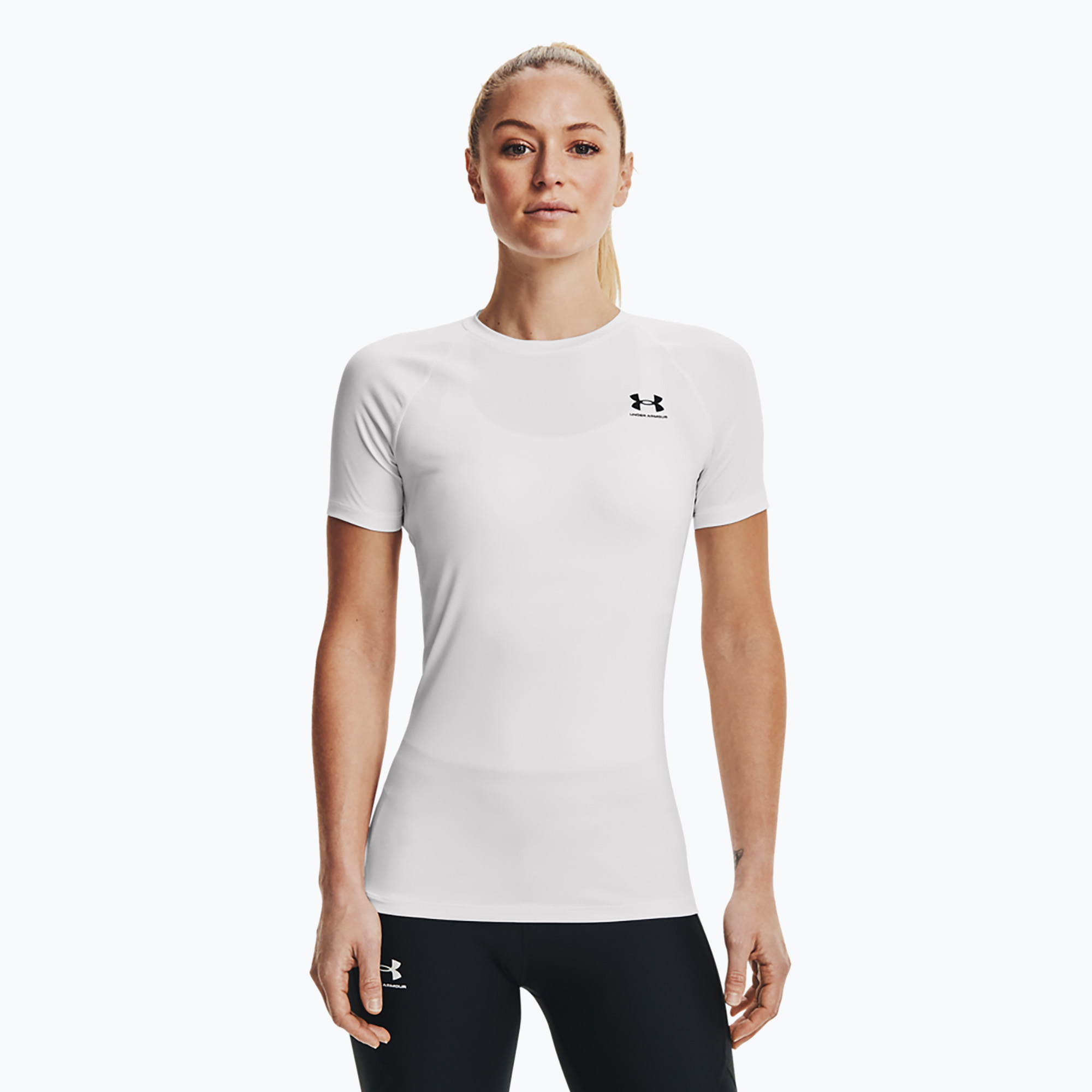 Koszulka treningowa damska Under Armour HeatGear Compression white/black 
