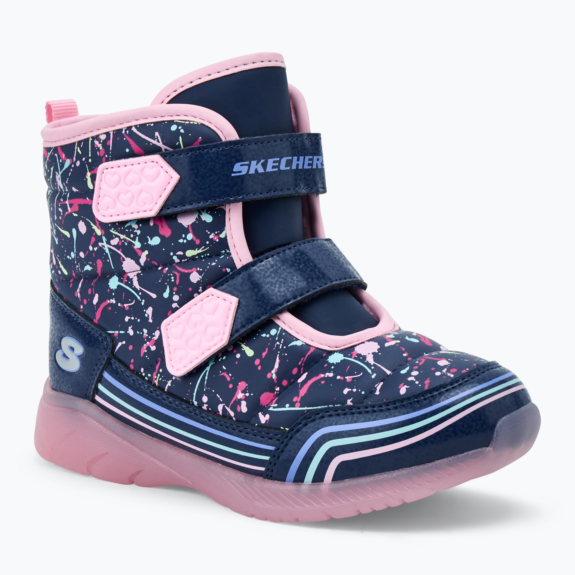 Śniegowce dziecięce SKECHERS Illumi Brights Power Paint navy/pink 