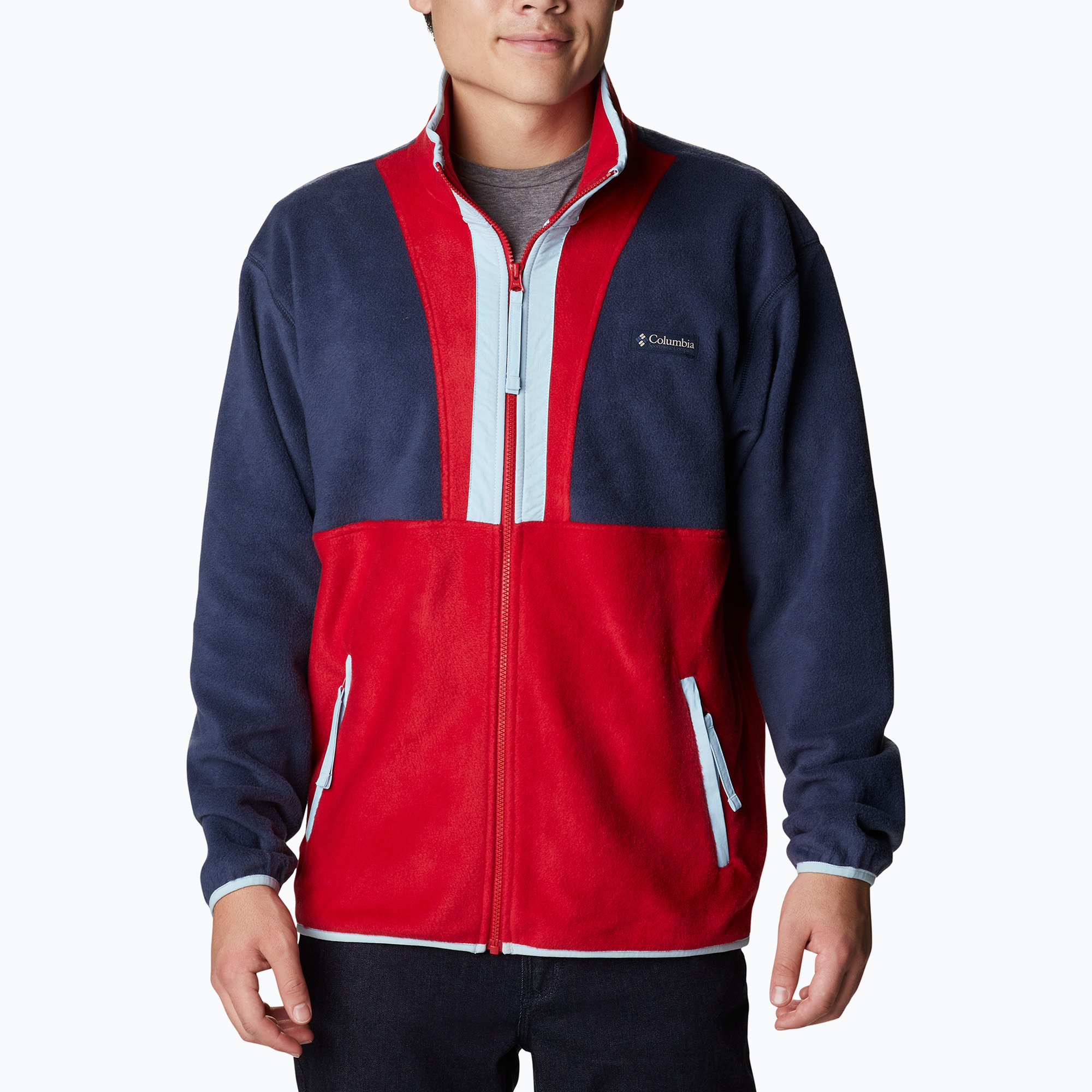 Bluza polarowa męska Columbia Back Bowl Full Zip collegiate navy/mtn red/sky blue 