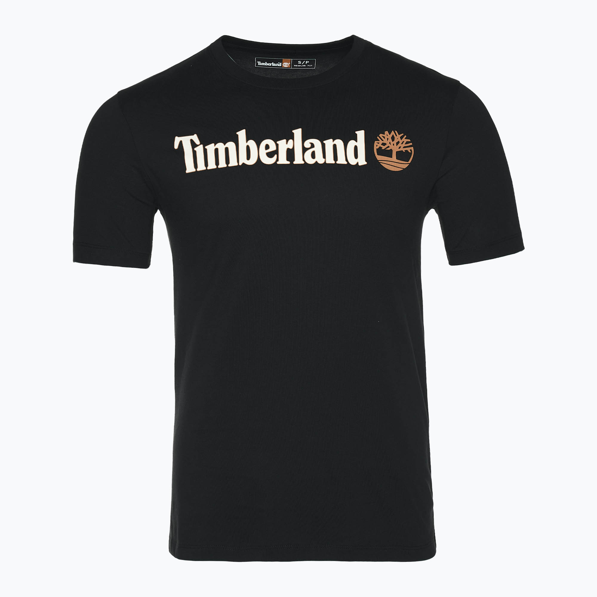 Timberland Uomo Maglietta con logo lineare nero (S) (Linear Logo TB0A5UPQ0011)