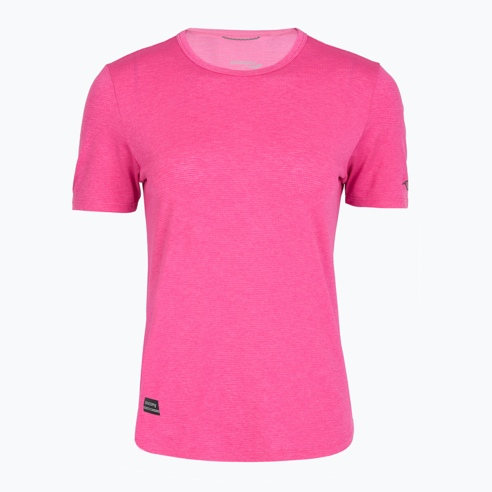Koszulka do biegania damska Saucony Stopwatch SS fuchsia heather 