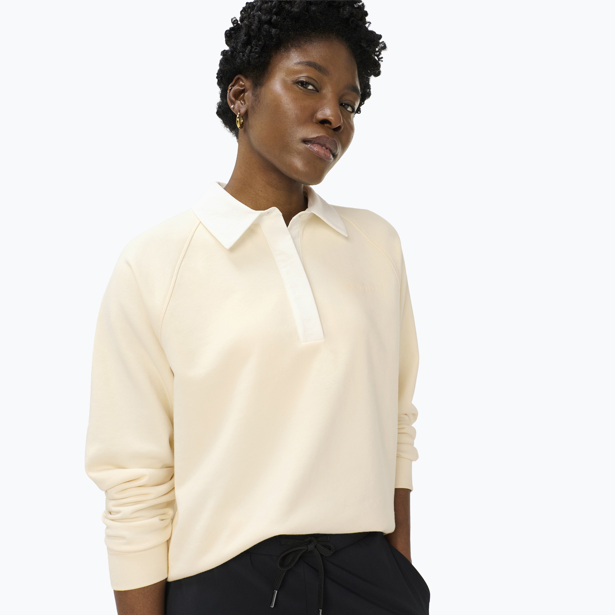 Дамски суитшърт Sweaty Betty Revive Rugby ecru beige