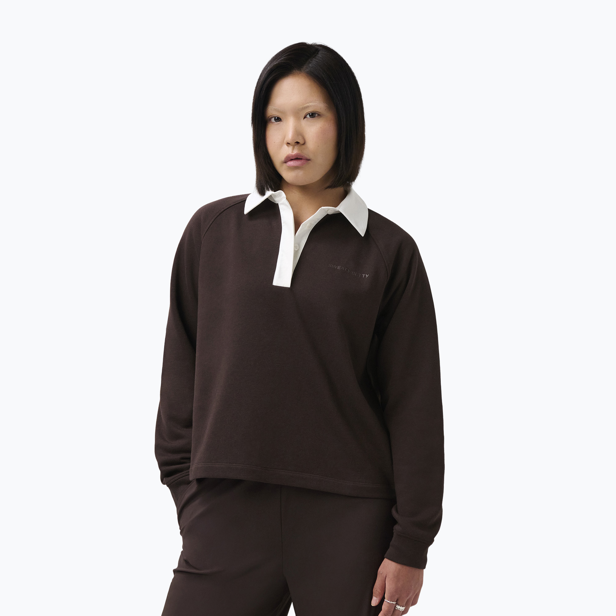 Дамски суитшърт Sweaty Betty Revive Rugby espresso brown