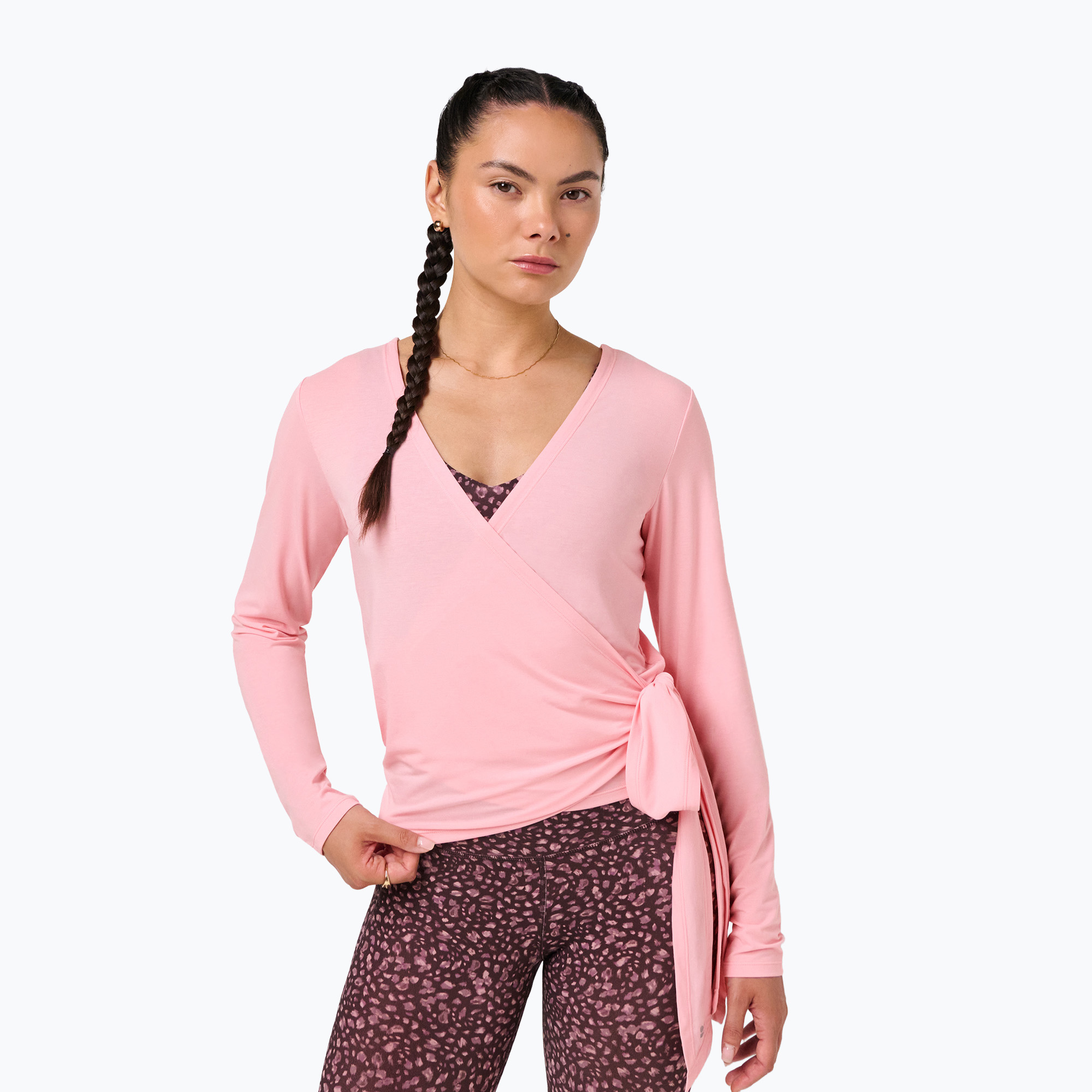 Дамска блуза с дълъг ръкав Sweaty Betty Soft Flow Studio Wear Your Way deco pink