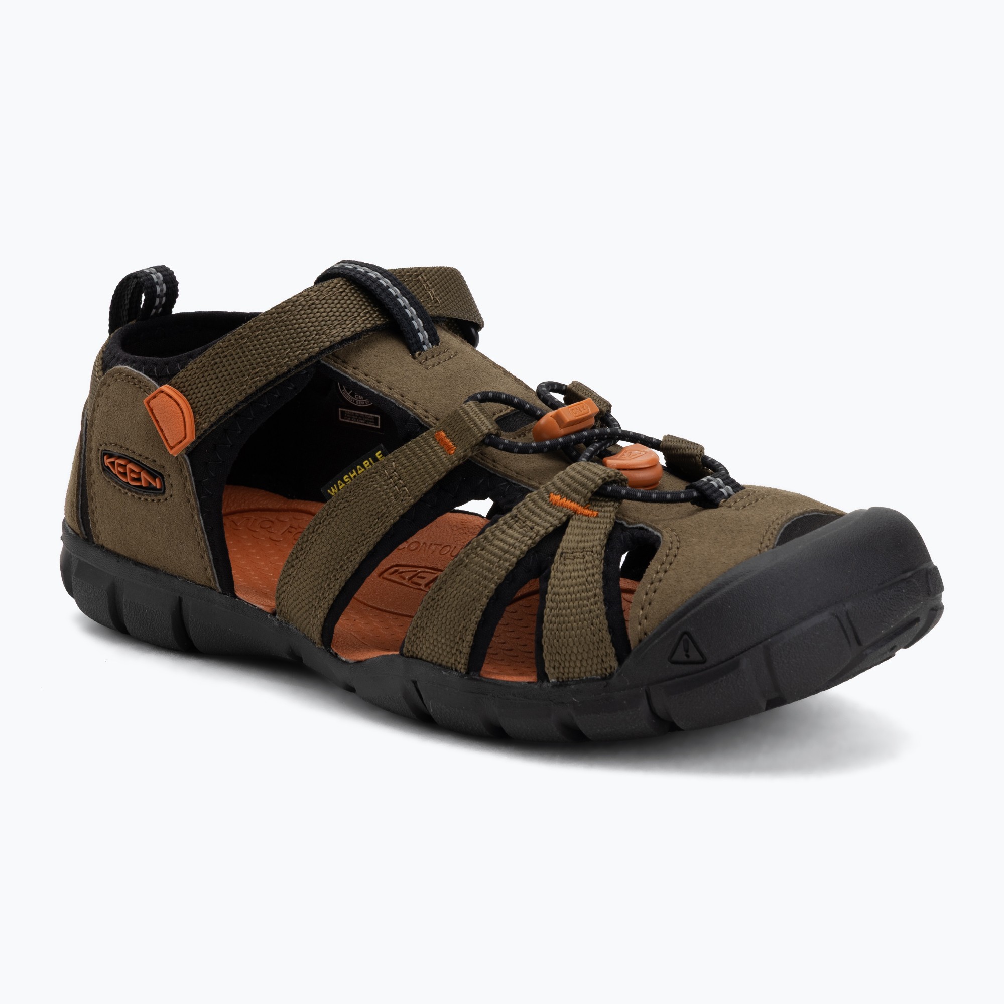 Sandały juniorskie KEEN Seacamp II CNX dark olive/gold flame 