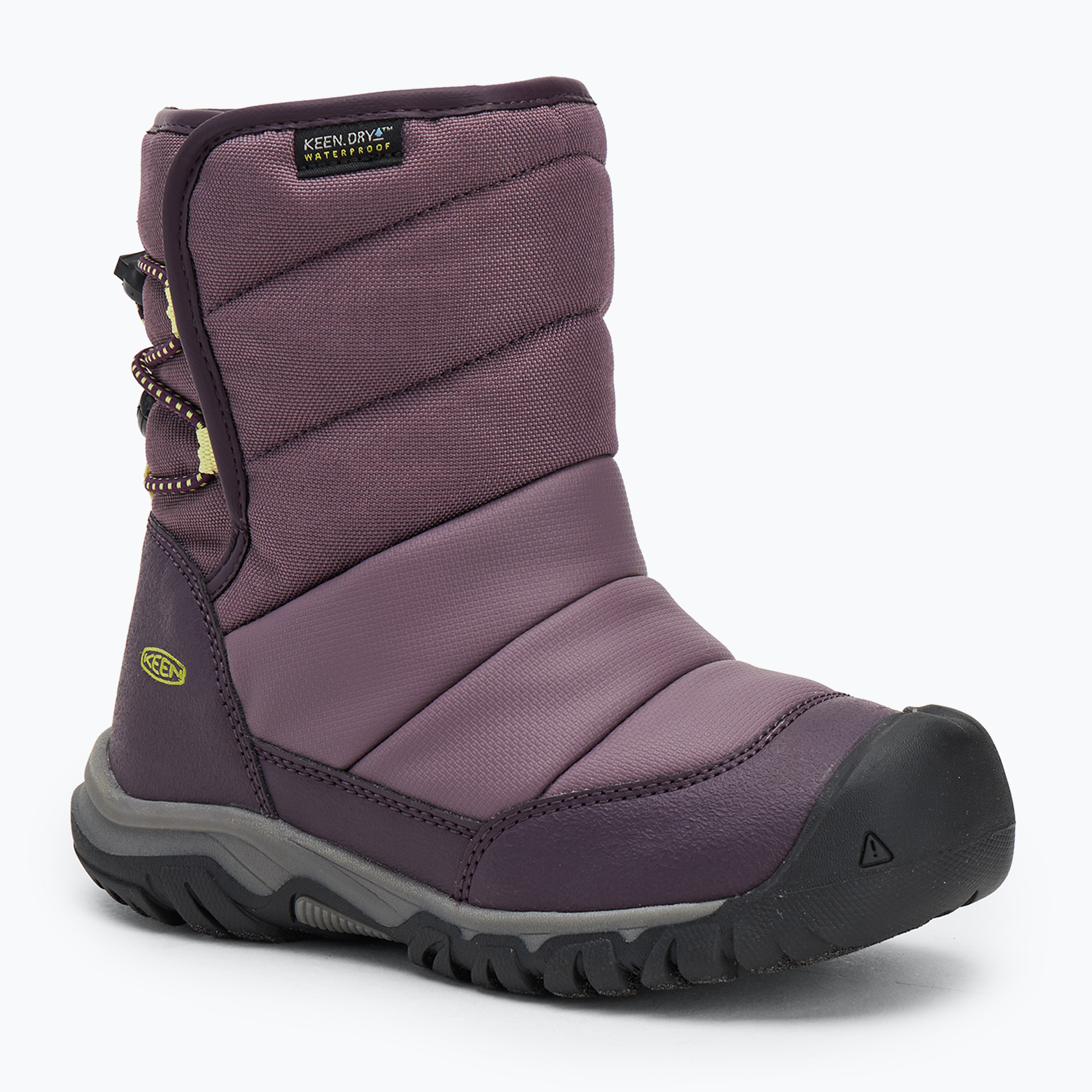 Śniegowce dziecięce KEEN Puffrider WP black plum/daiquiri green 