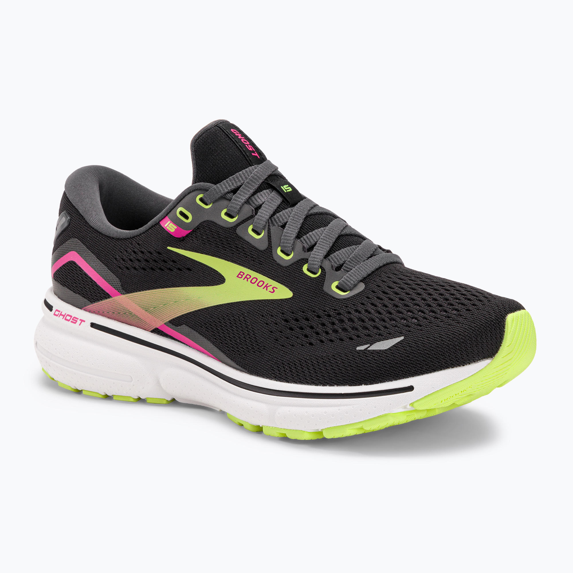 Buty do biegania damskie Brooks Ghost 15 black/ebony/sharp green 
