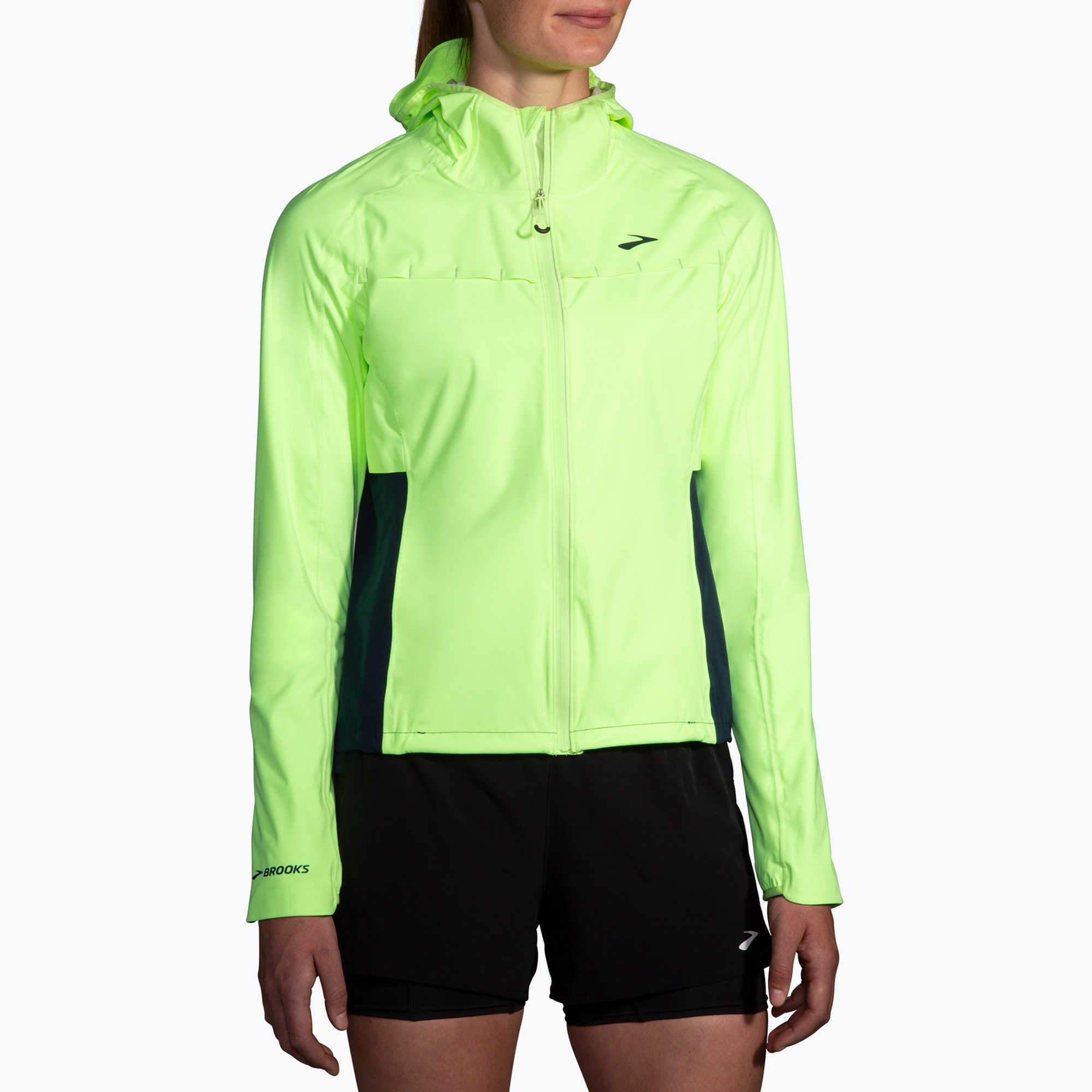 Kurtka do biegania damska Brooks High Point Waterproof lime/navy 