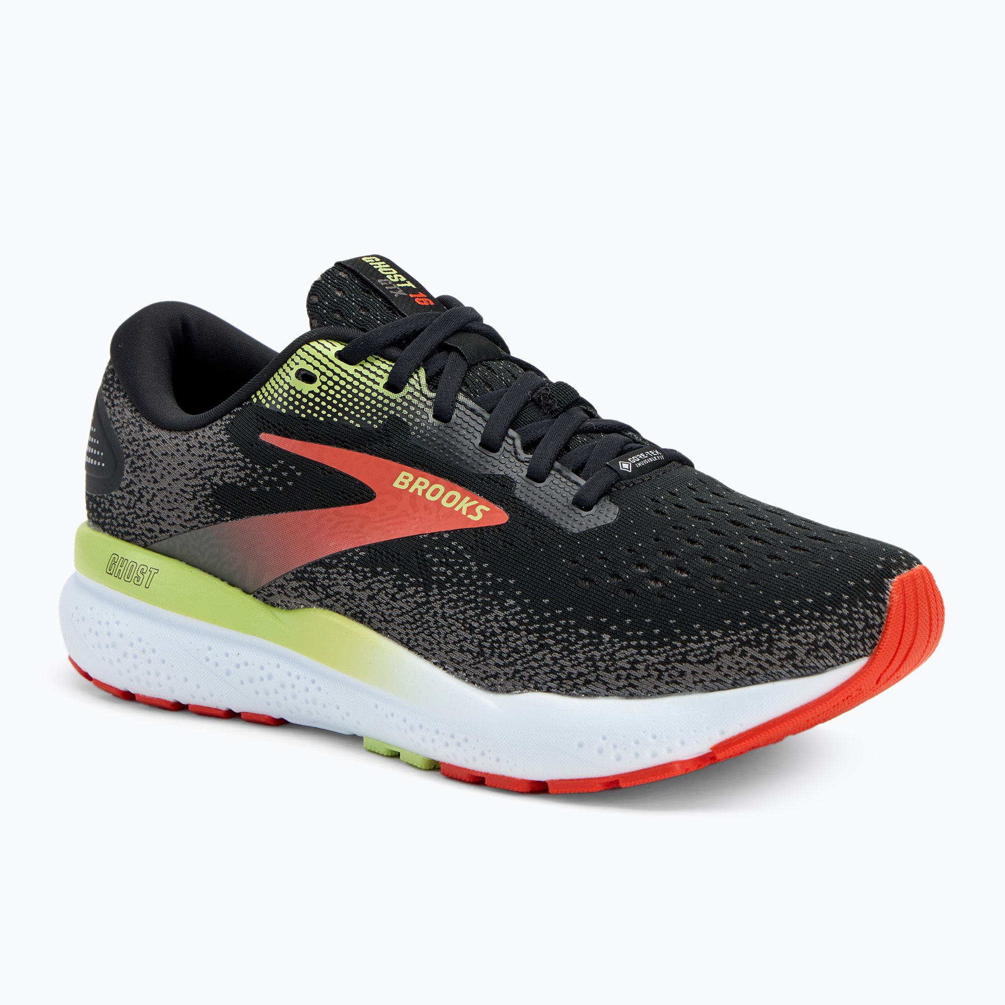 Buty do biegania męskie Brooks Ghost 16 GTX black/mandarin red/green 
