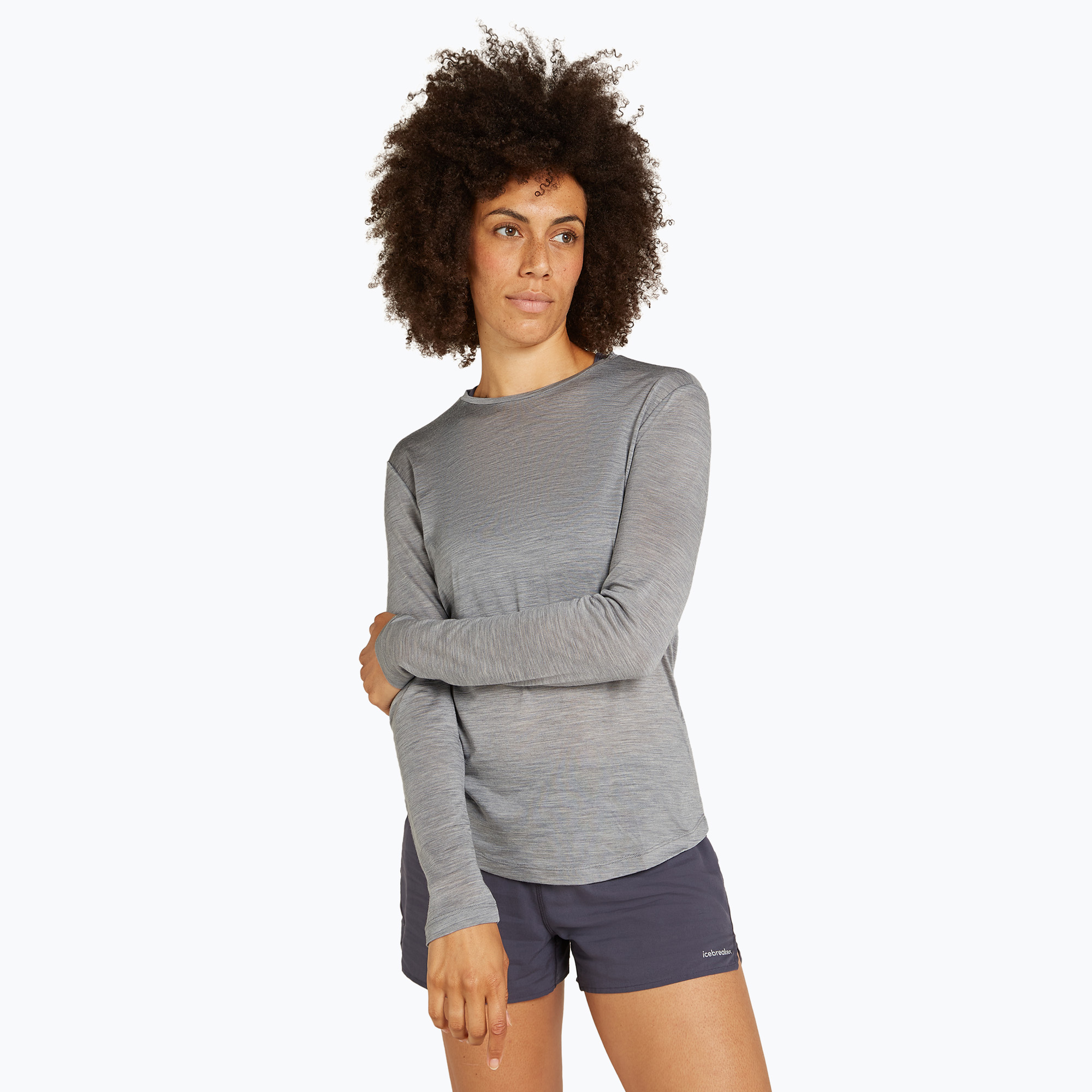 Longsleeve trekkingowy damski icebreaker Merino 125 Cool-Lite Sphere III LS Tee metro heather