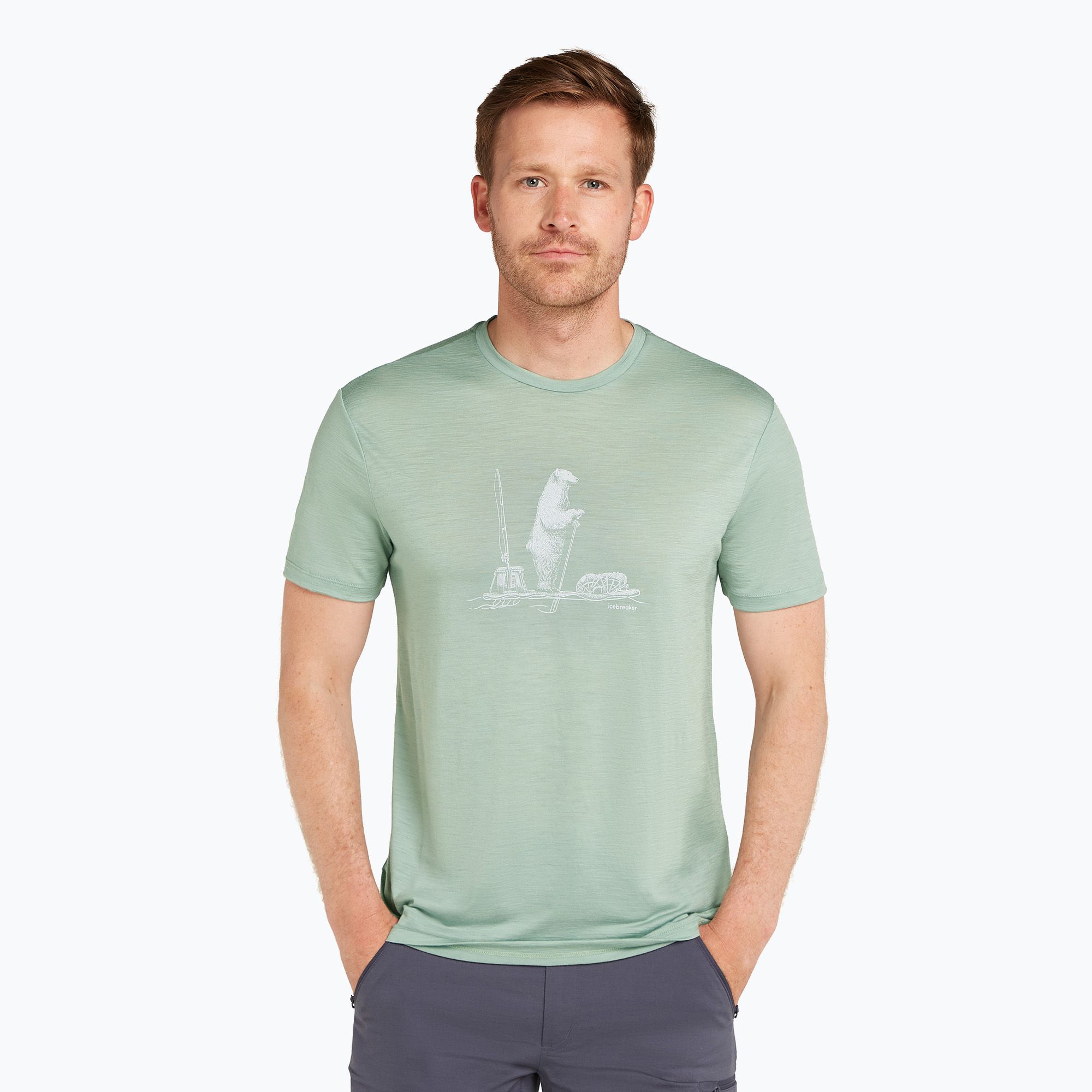 Koszulka trekkingowa męska icebreaker Merino 150 Tech Lite Polar Paddle moss 