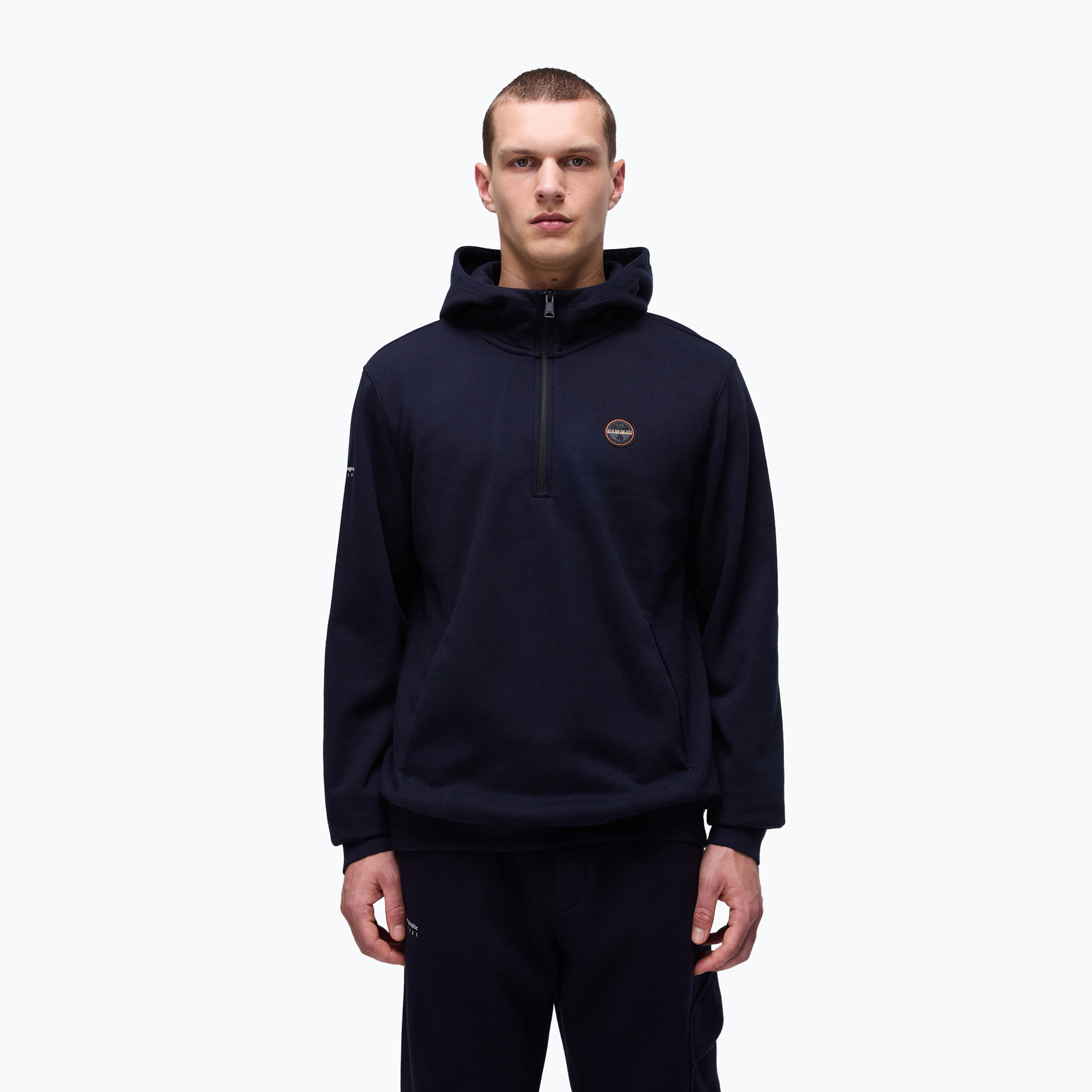 Bluza męska Napapijri B-Badge Half Zip Hooded blu marine 