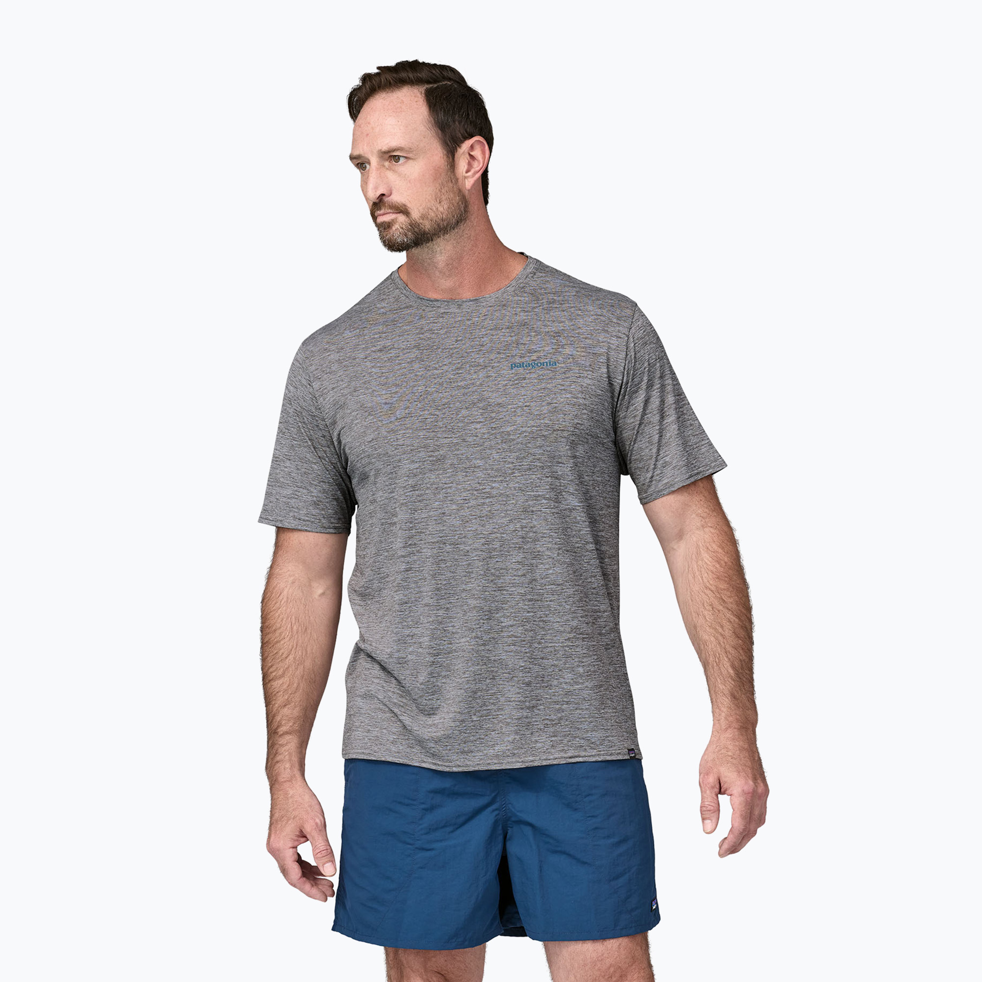 Koszulka męska Patagonia Cap Cool Daily Graphic Shirt Waters boardshort logo abalone blue/grey 
