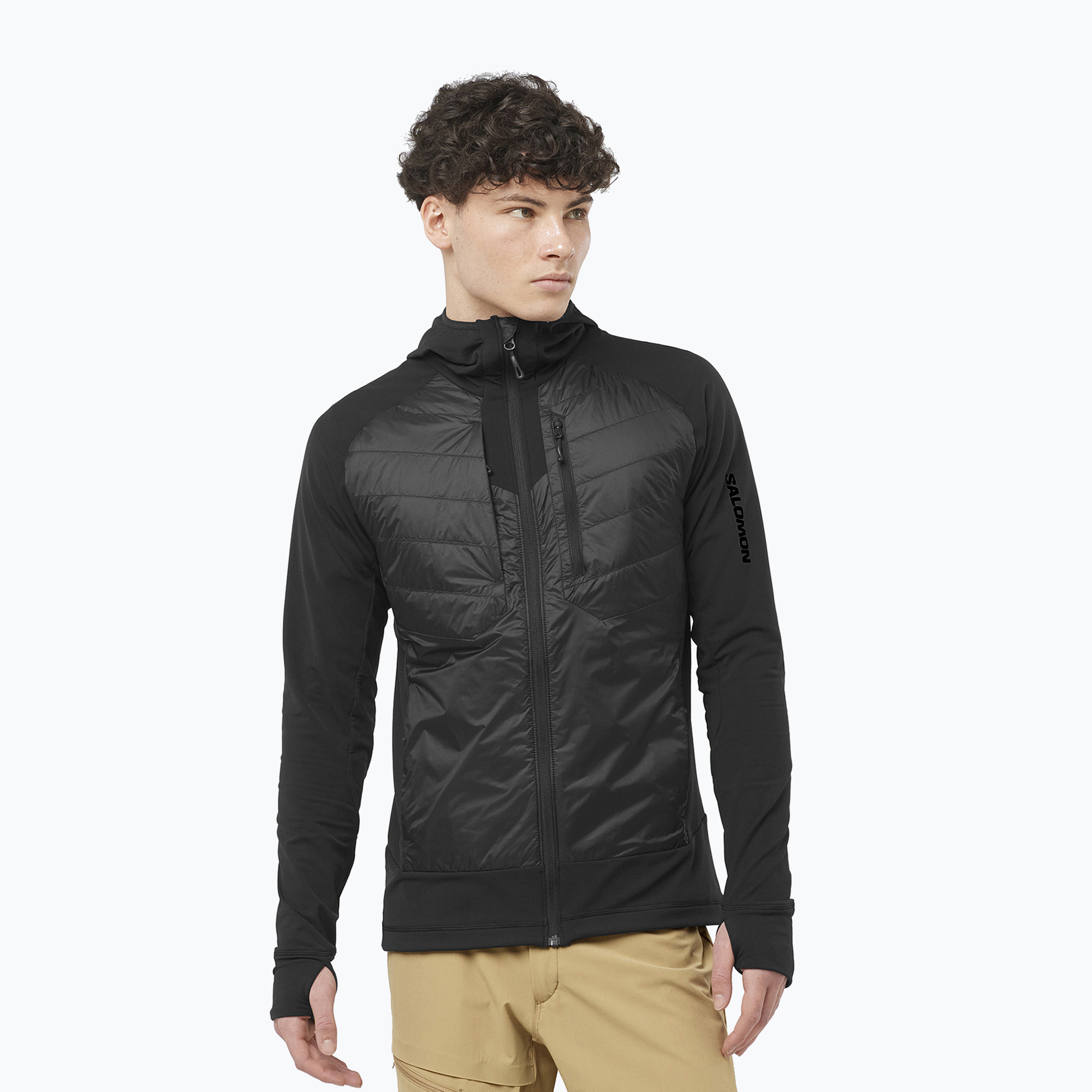 Kurtka hybrydowa męska Salomon Elixir Hybrid Hoodie Insulated deep black 
