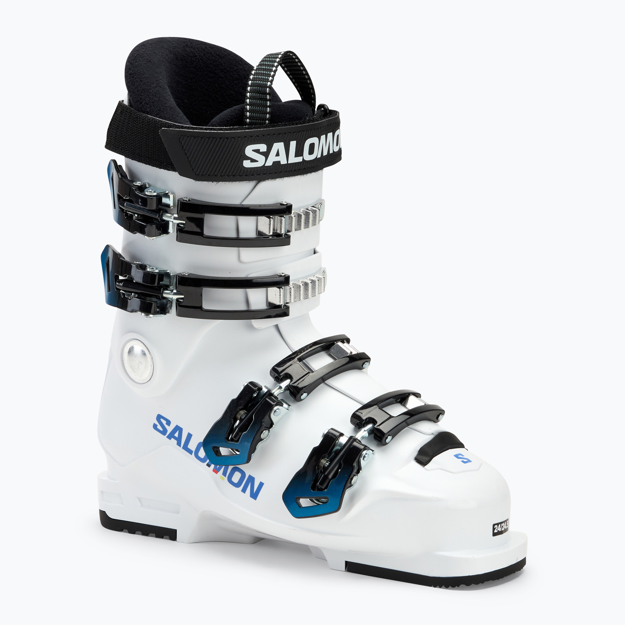 Detské lyžiarske topánky Salomon S/Race 60T L Jr white/white/process blue (S/Race 60T L Jr L47657200)