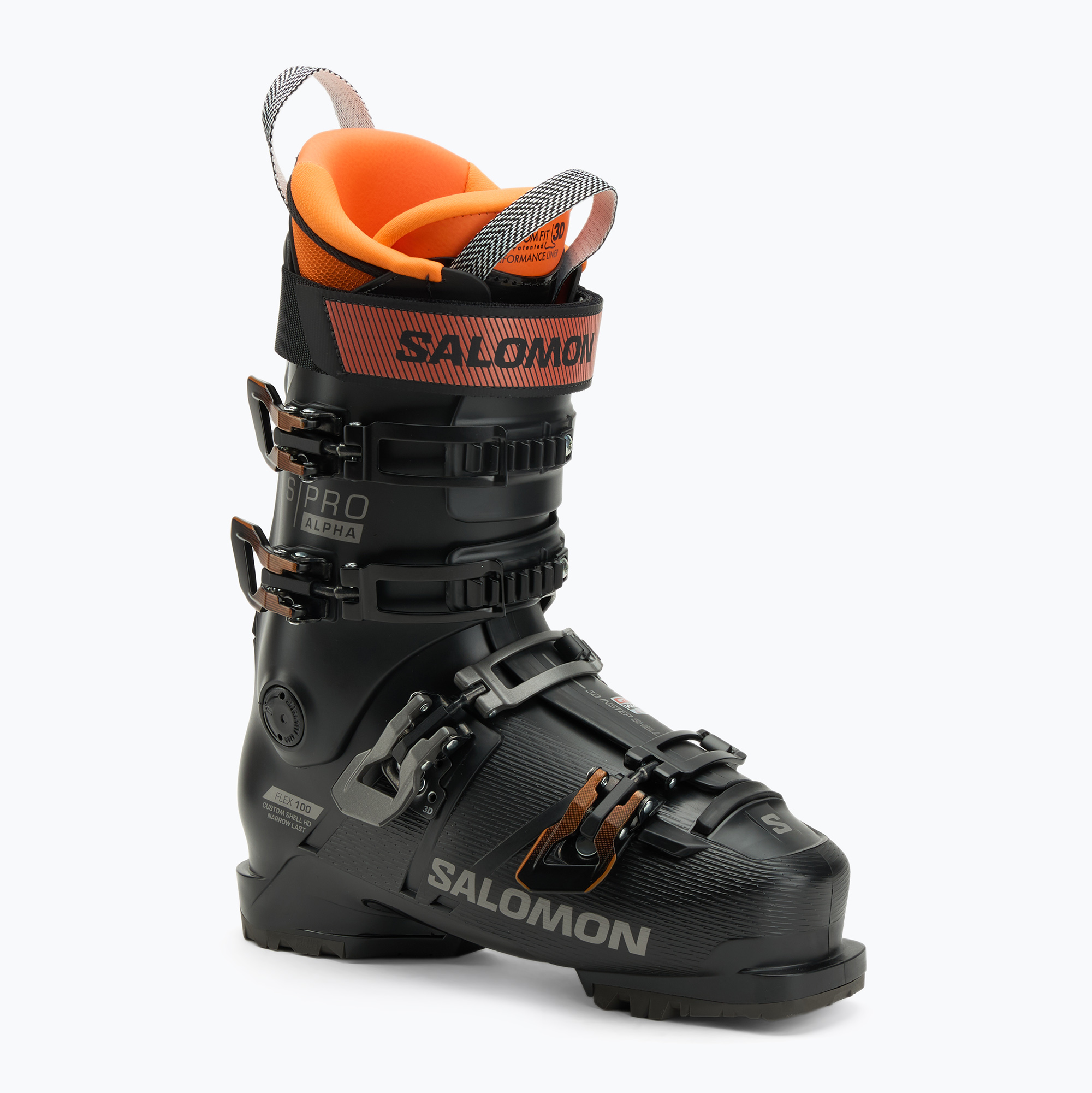Férfi síbakancs Salomon S/Pro Alpha 100 GW black/dark grey metallic/orange tiger (S/Pro Alpha 100 GW L47639800)