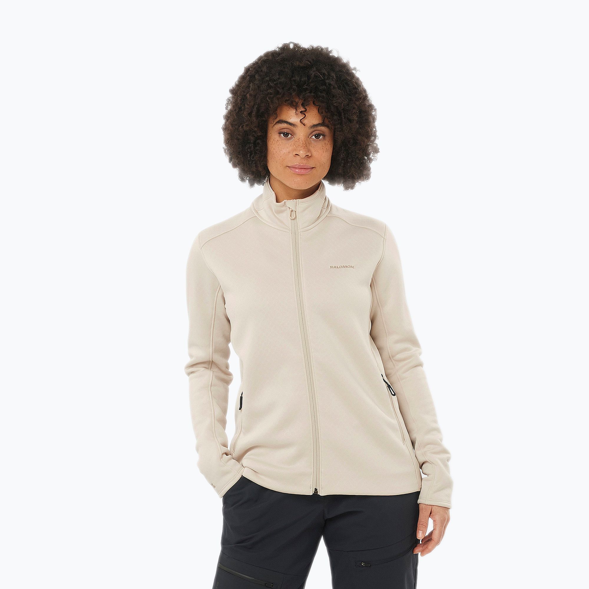 Bluza trekkingowa damska Salomon Essential Midwarm Fz rainy day 