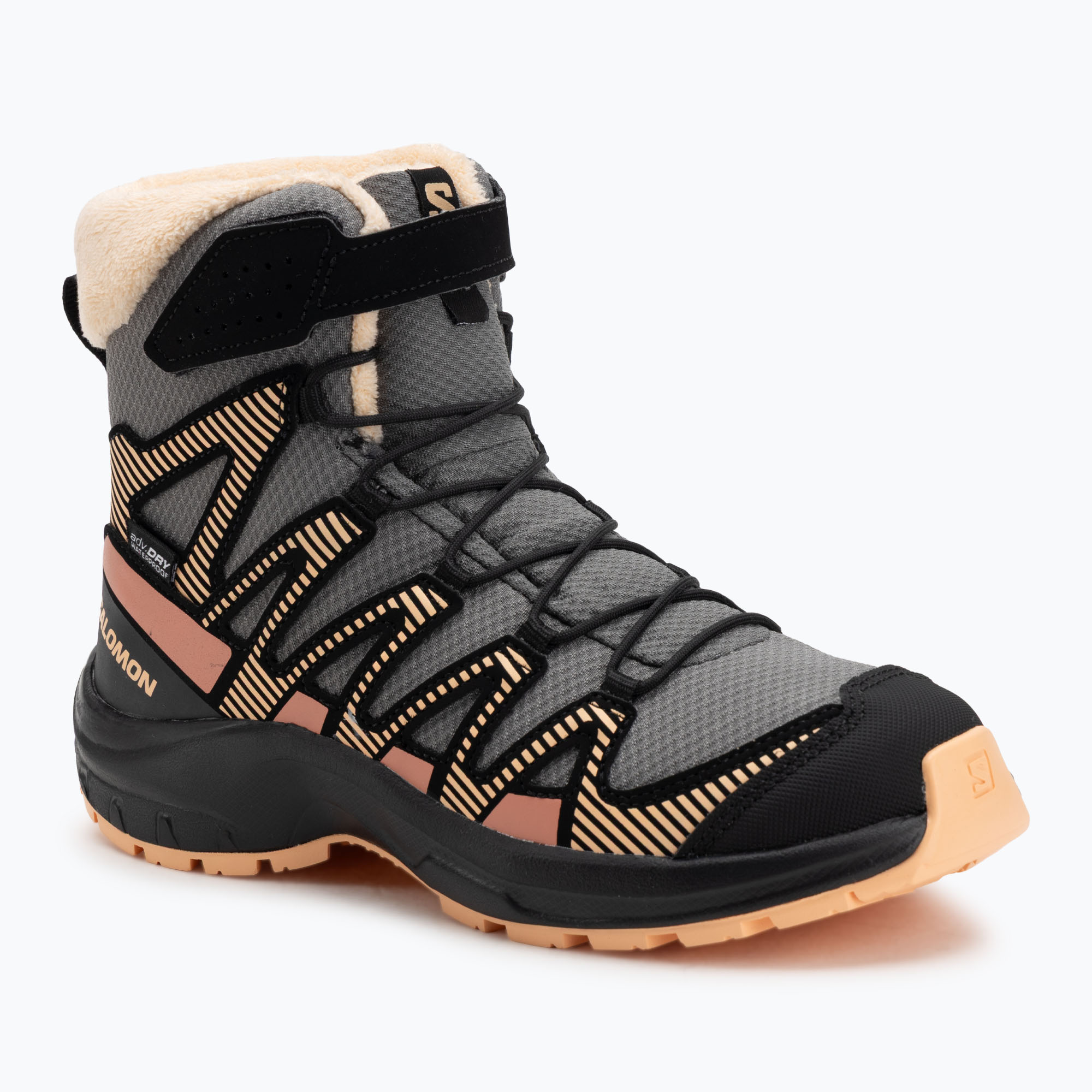 Buty trekkingowe dziecięce Salomon XA Pro V8 Winter CSWP pewter/black/peach fuzz 