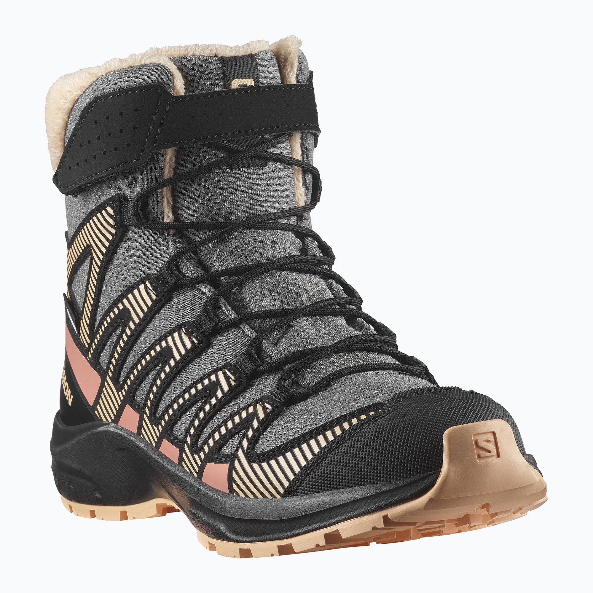 Buty trekkingowe dziecięce Salomon XA Pro V8 Winter CSWP pewter/black/peach fuzz 