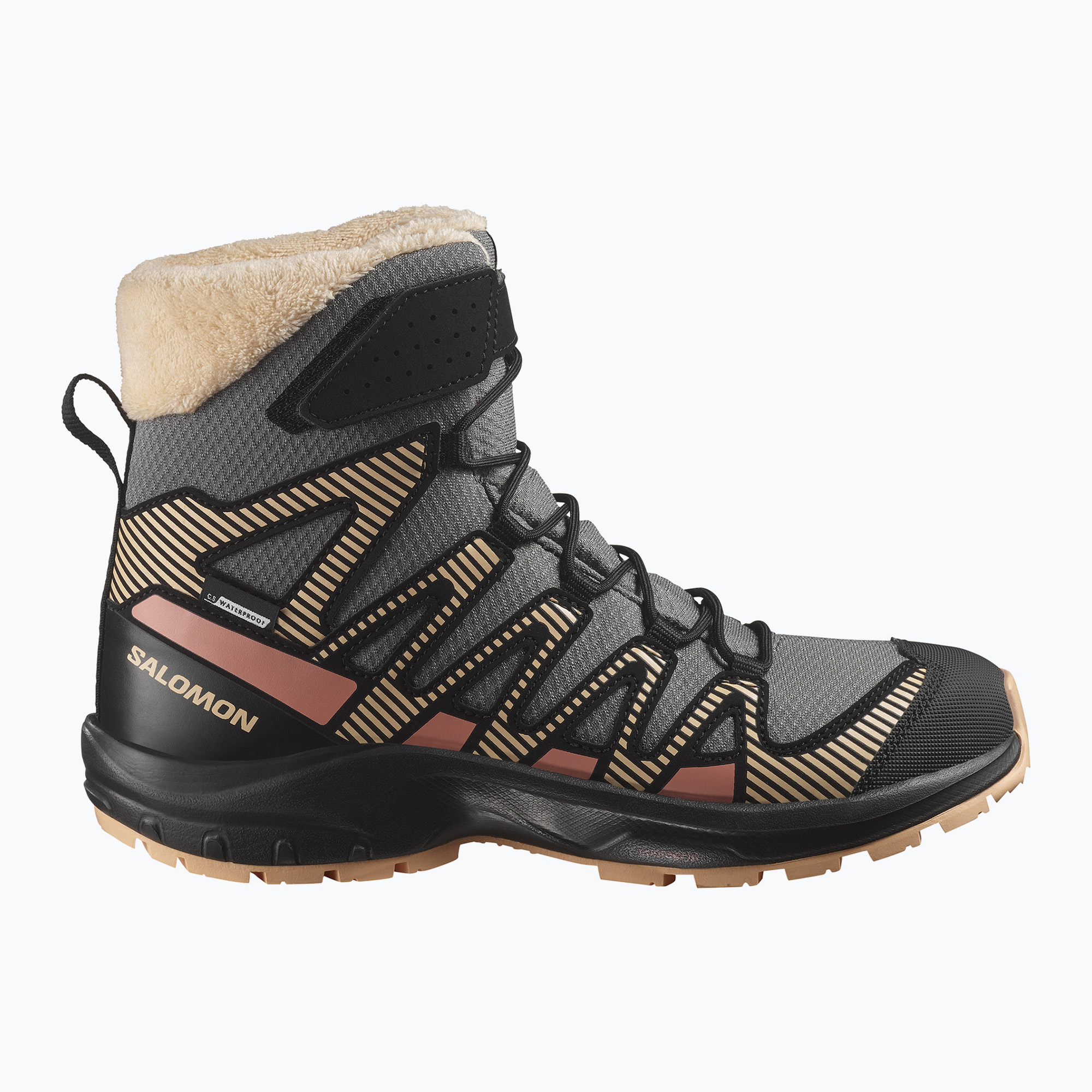 Buty trekkingowe dziecięce Salomon XA Pro V8 Winter CSWP pewter/black/peach fuzz 