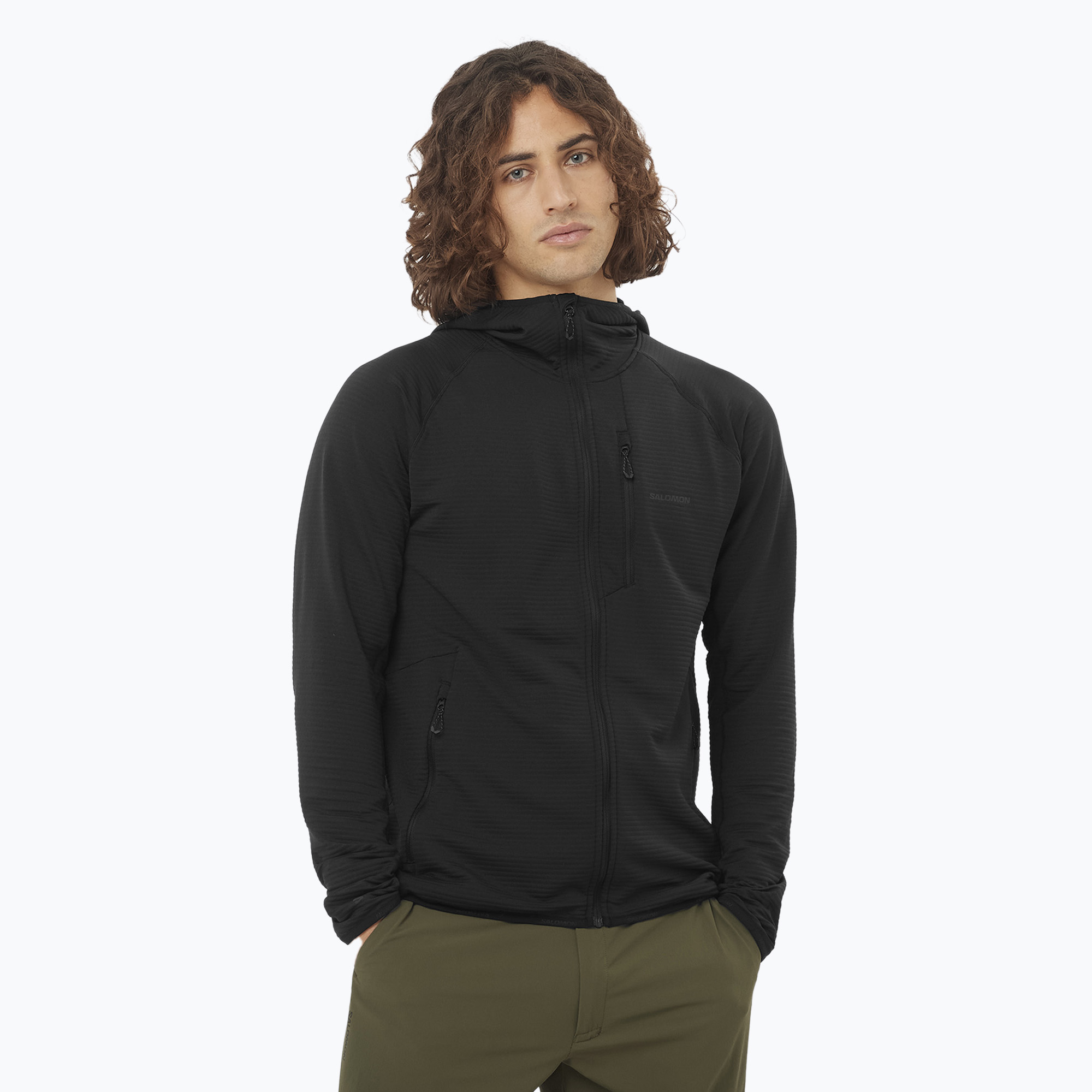 Bluza trekkingowa męska Salomon Sntial Lightwarm Hybrid deep black 