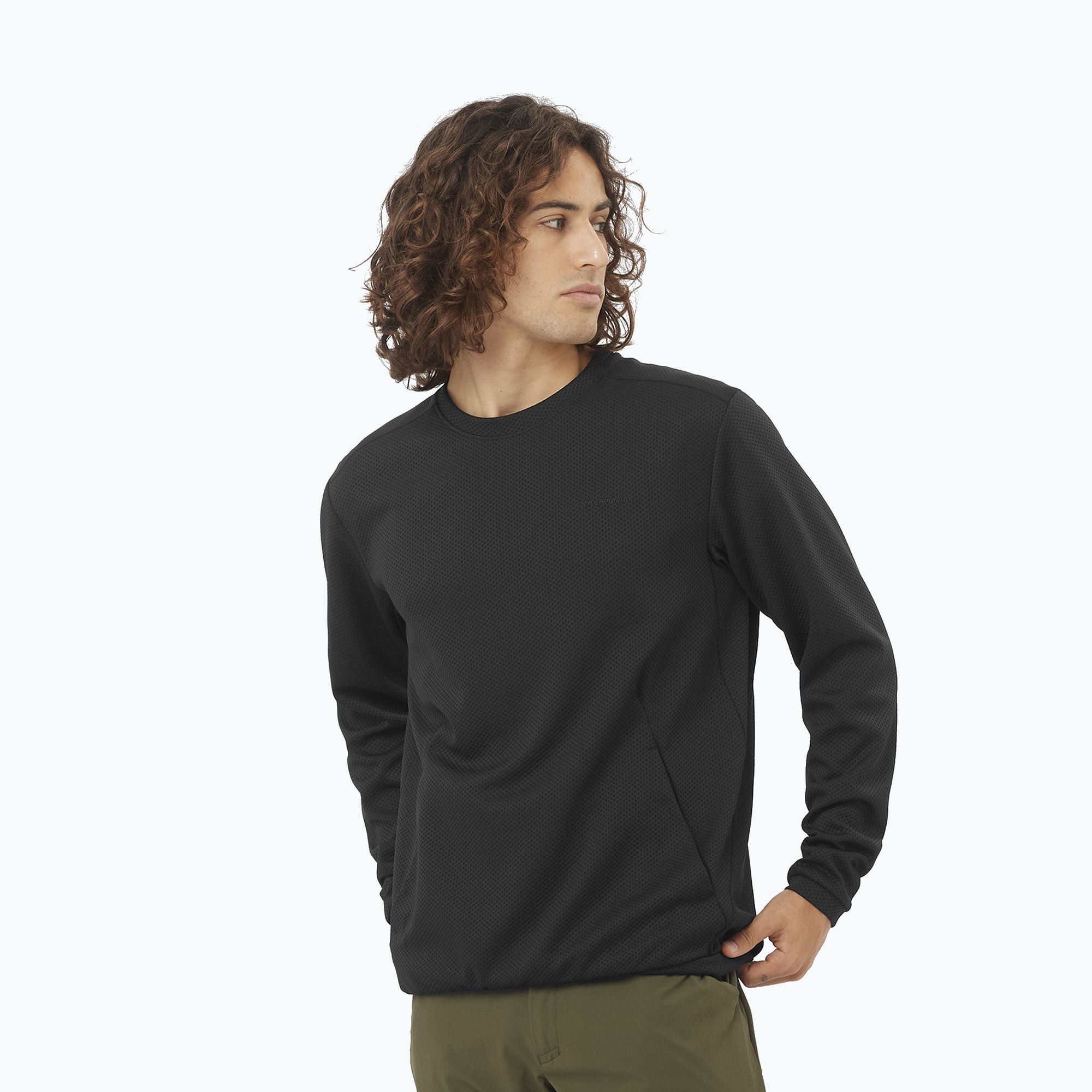 Bluza trekkingowa męska Salomon Motomesh Crewneck deep black 