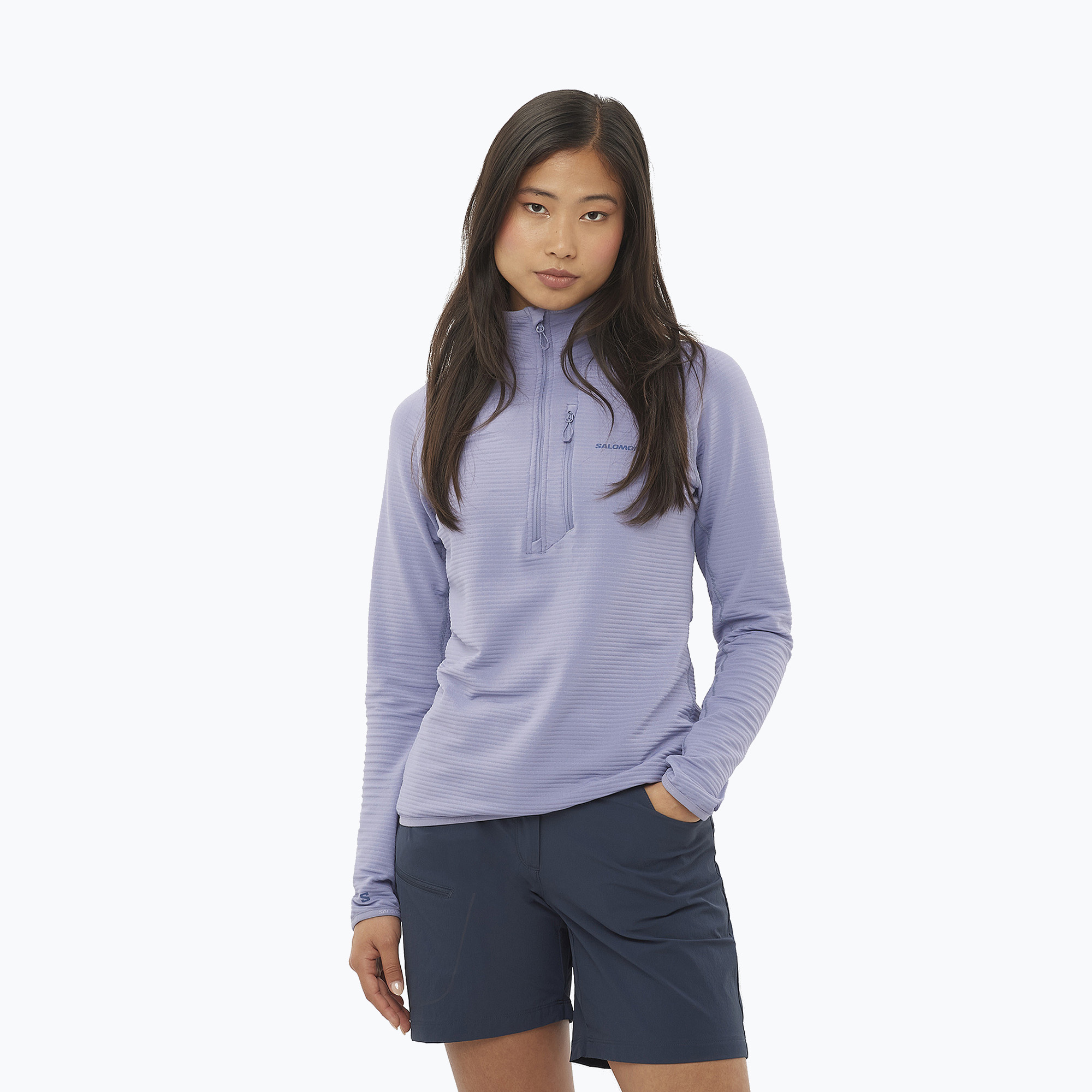 Bluza trekkingowa damska Salomon Essential Lightwarm Half Zip blue granite 