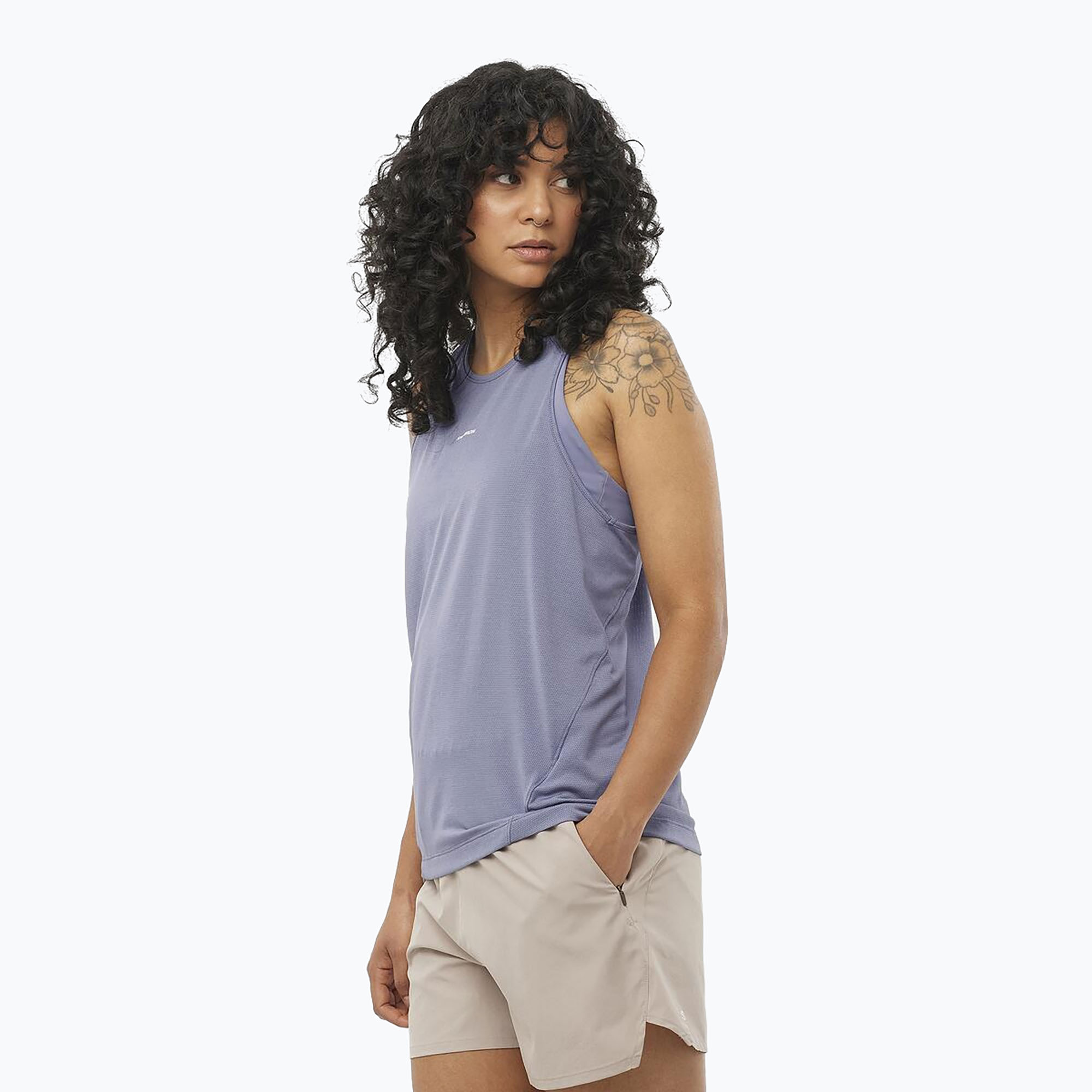 Koszulka do biegania damska Salomon SHAKEout Core Tank blue granite 