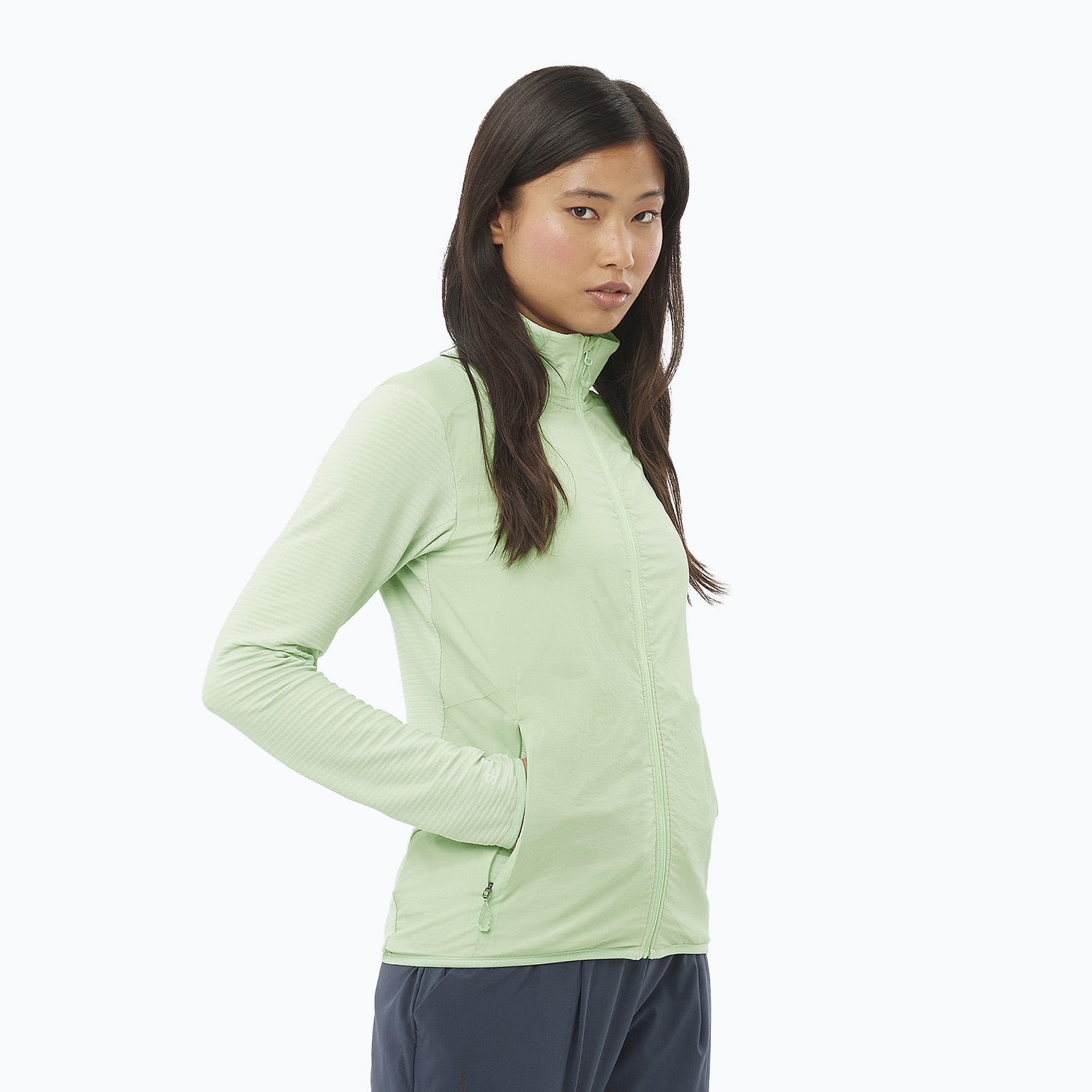 Bluza trekkingowa damska Salomon Sntial Lightwarm Hybrid sea foam 