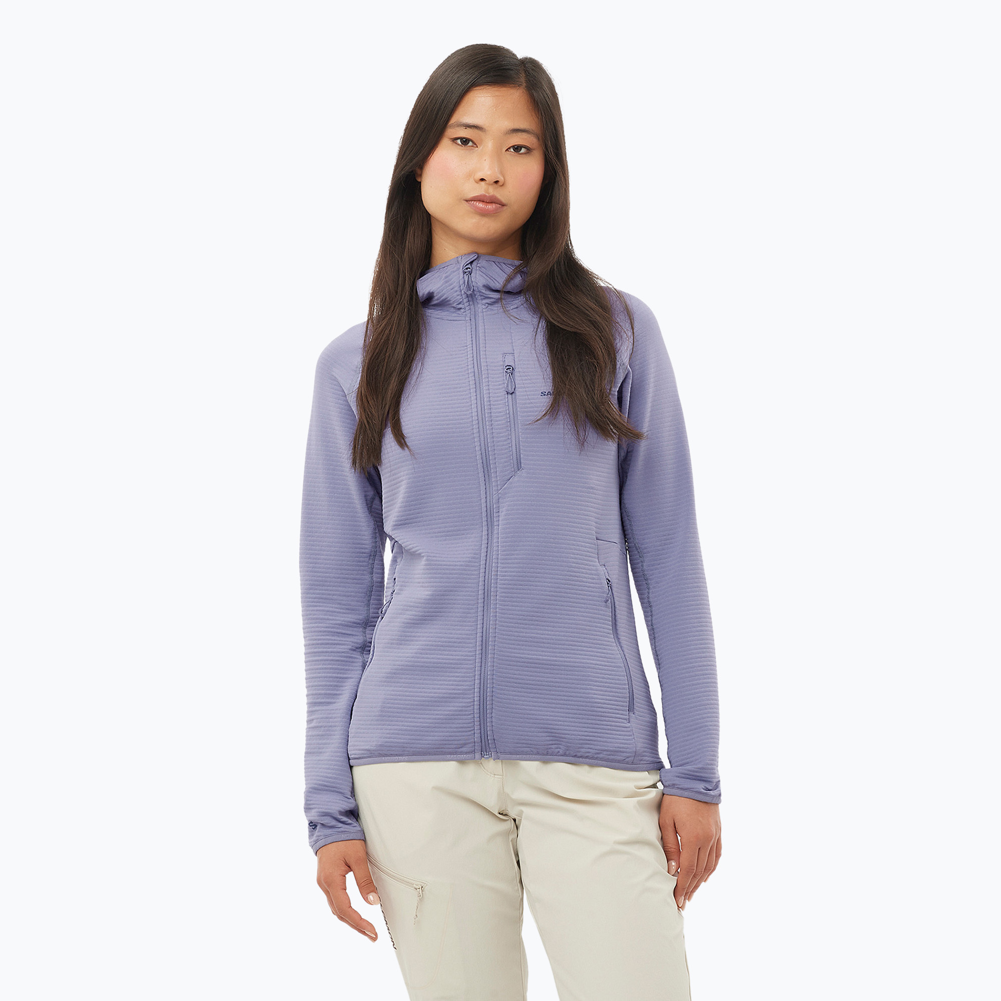 Women's trekking sweatshirt Salomon Lightwarm Full Zip blue granite (XS)