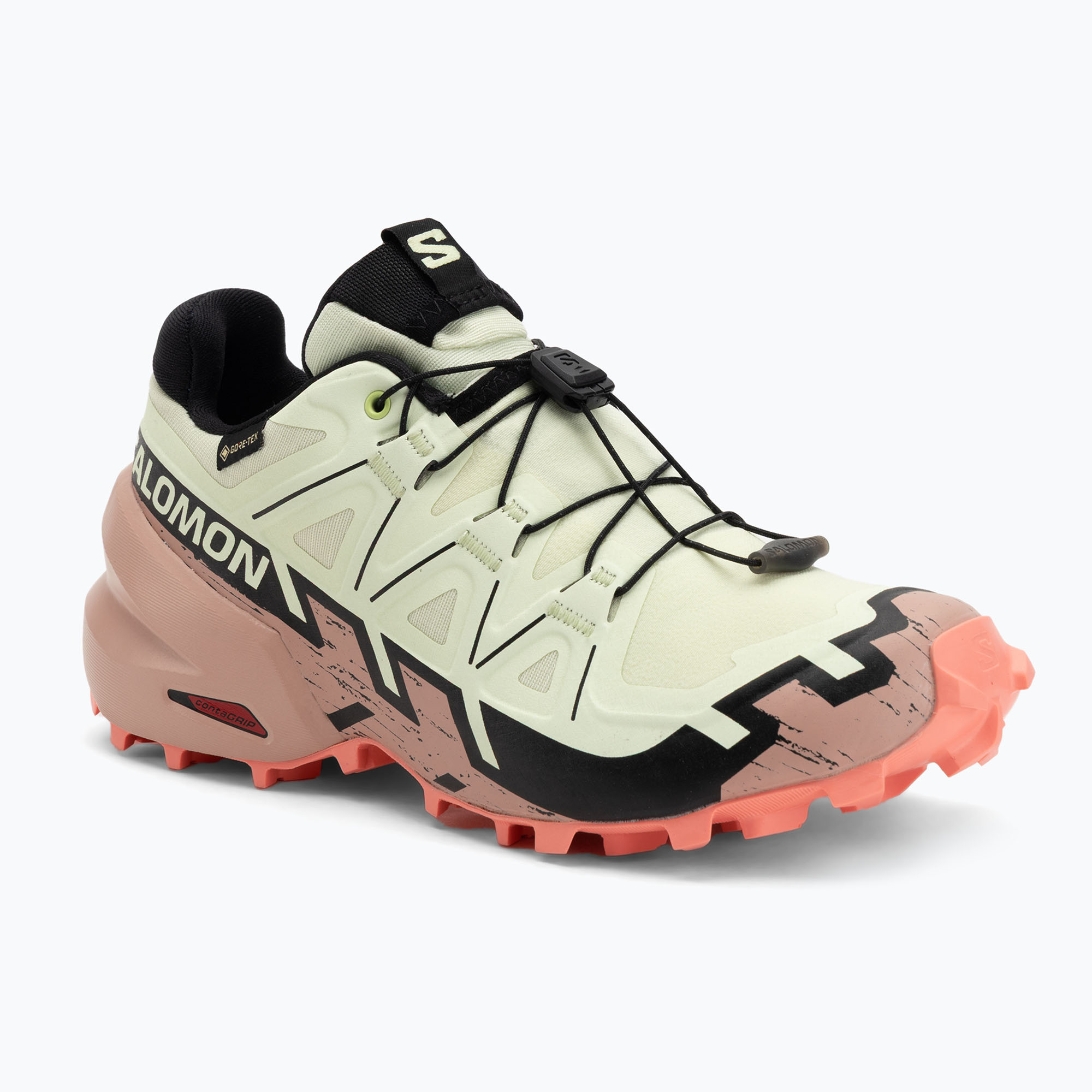 Dámske bežecké topánky Salomon Speedcross 6 GTX lime cream/mahogany rose/black (Speedcross 6 GTX L47765500)