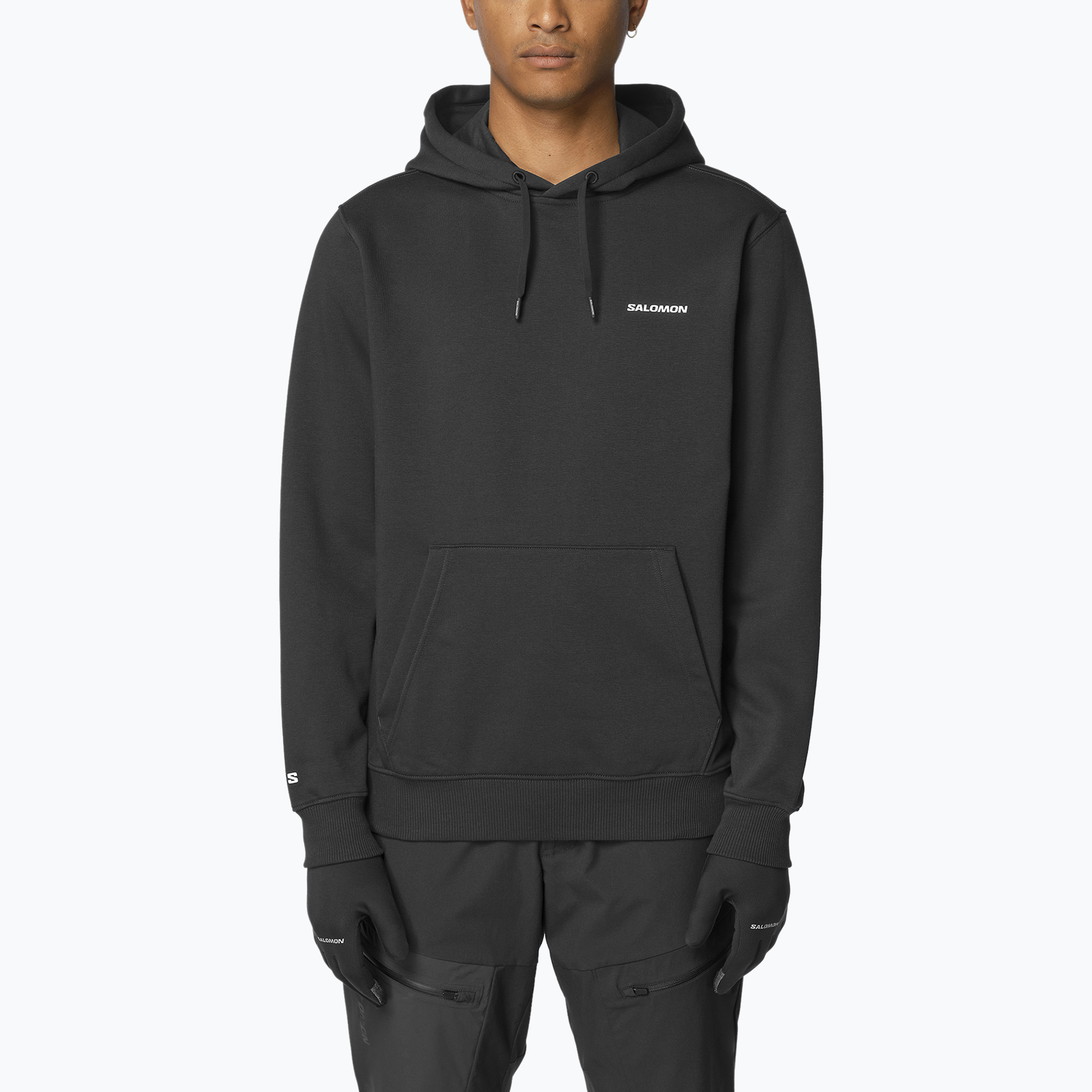 Мъжки суитшърт Salomon Chest Logo Hoodie deep black
